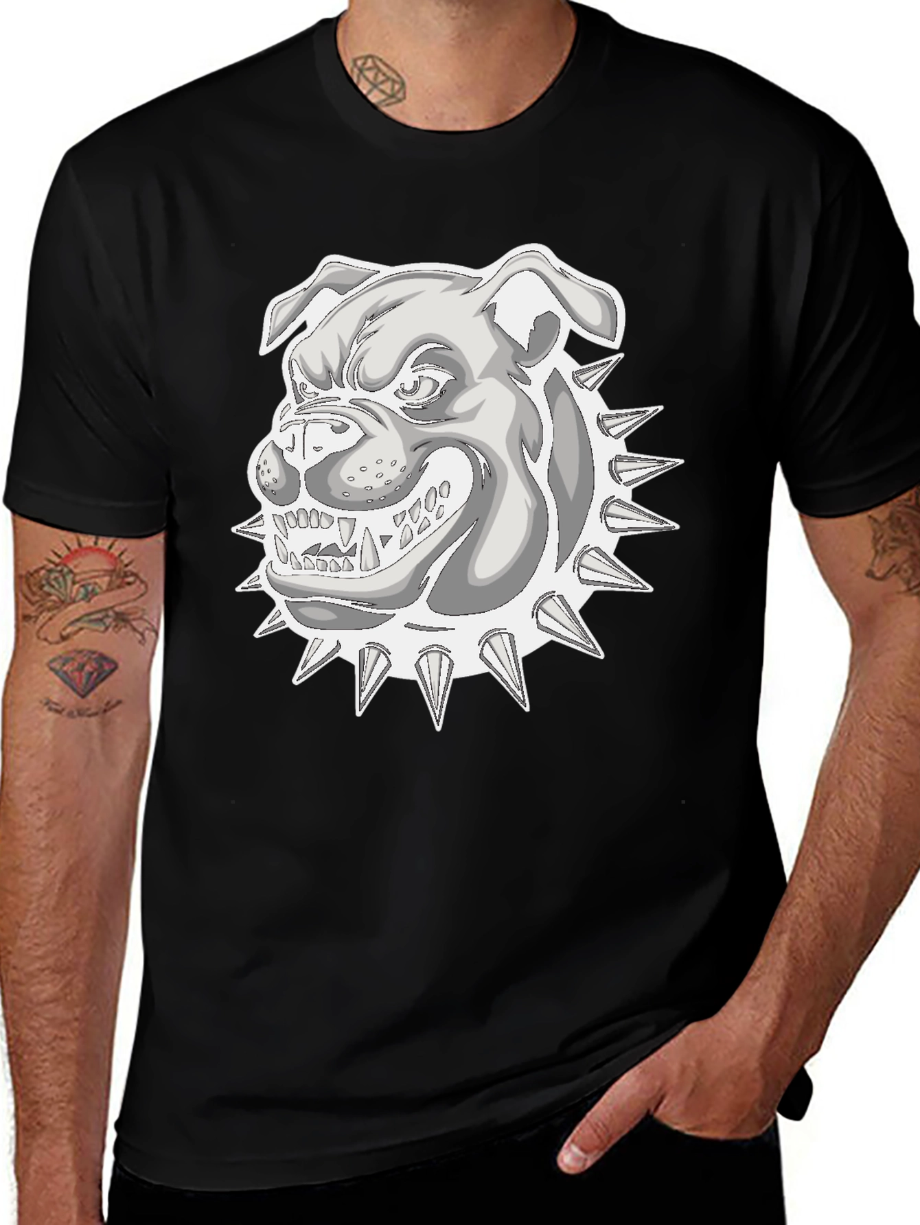 Cool Bulldog Graphic T-Shirt - Black