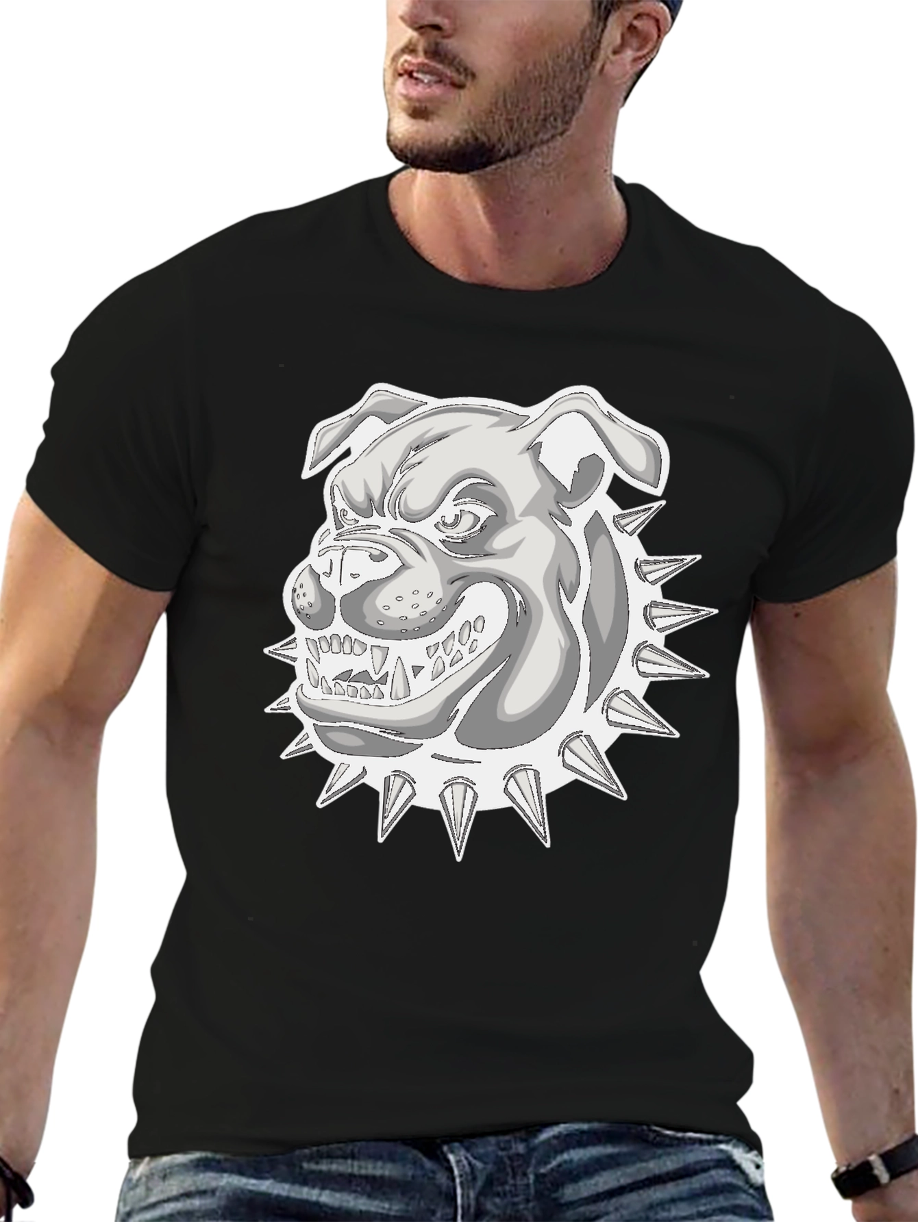 Cool Bulldog Graphic T-Shirt - Black
