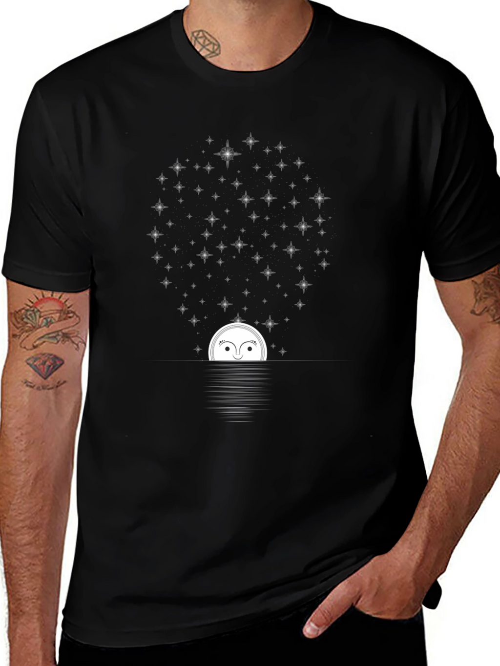 Moonlit Stargaze Black Graphic Tee