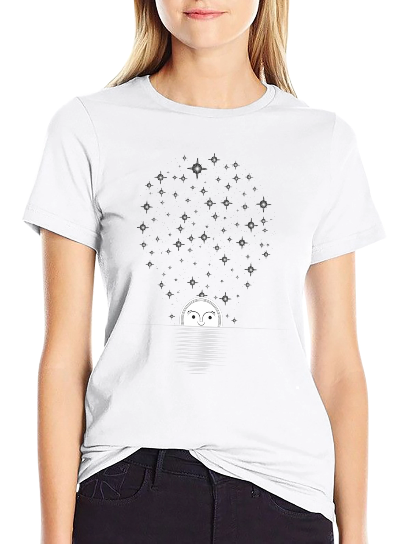 Moonlit Stargaze Black Graphic Tee