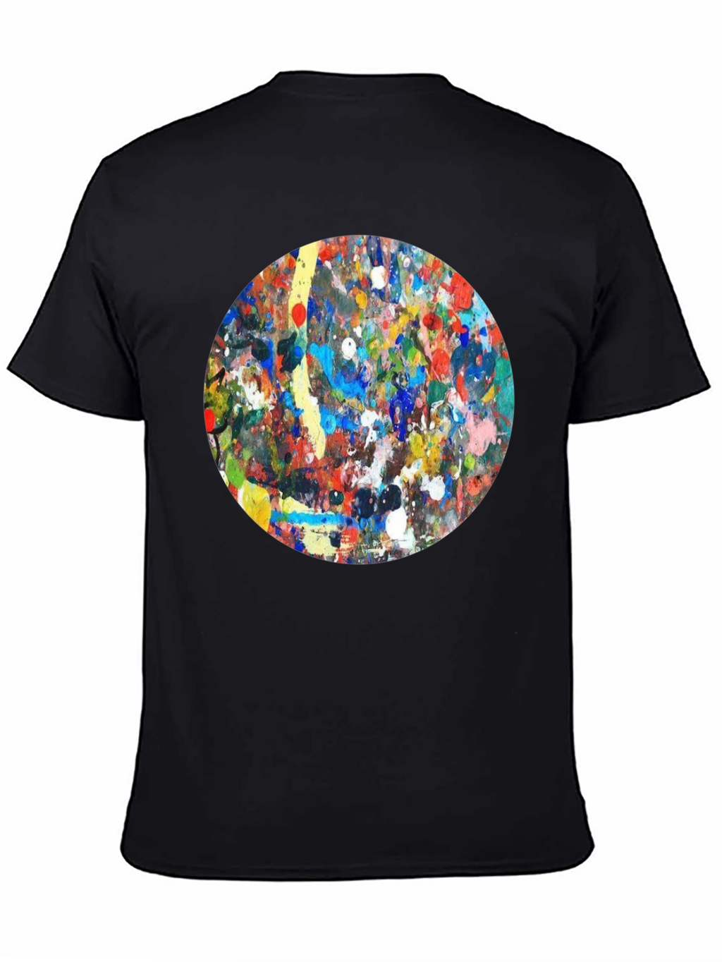 Abstract Art Circle T-Shirt - Black Crew Neck Tee