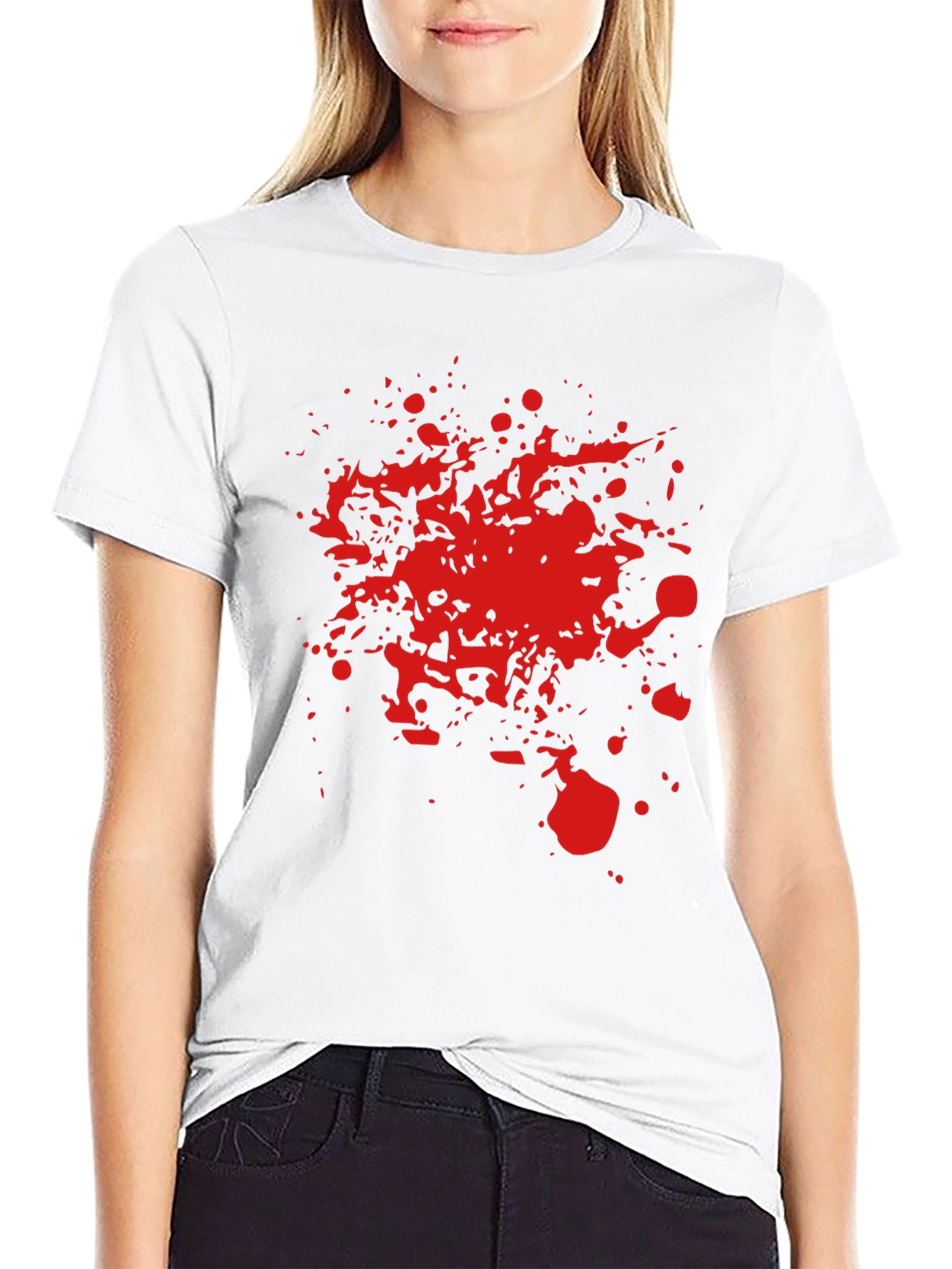 Red Splatter Graphic T-Shirt - Bold Black Tee