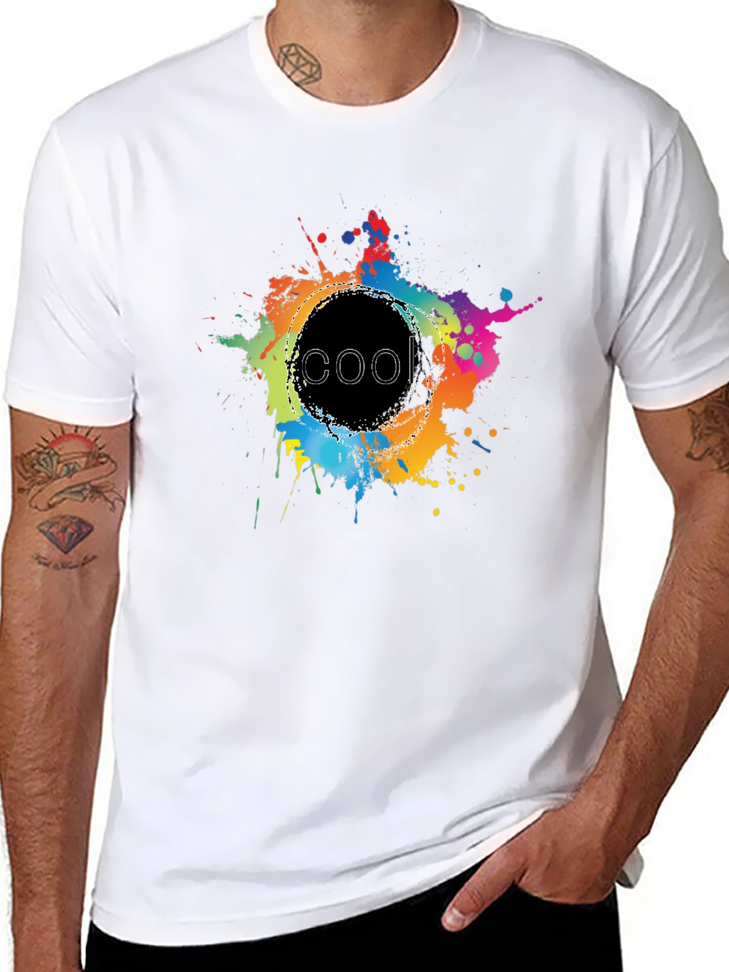 Cool Splatter Graphic Tee - Black Cotton T-Shirt