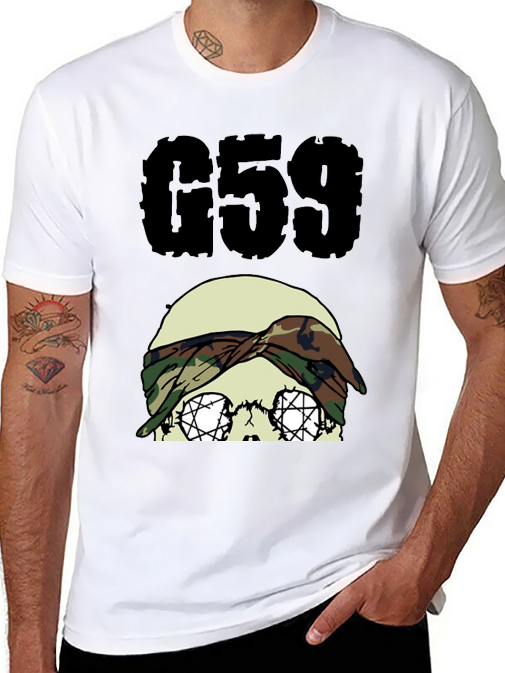 G59 Skull Camo Bandana Graphic Tee