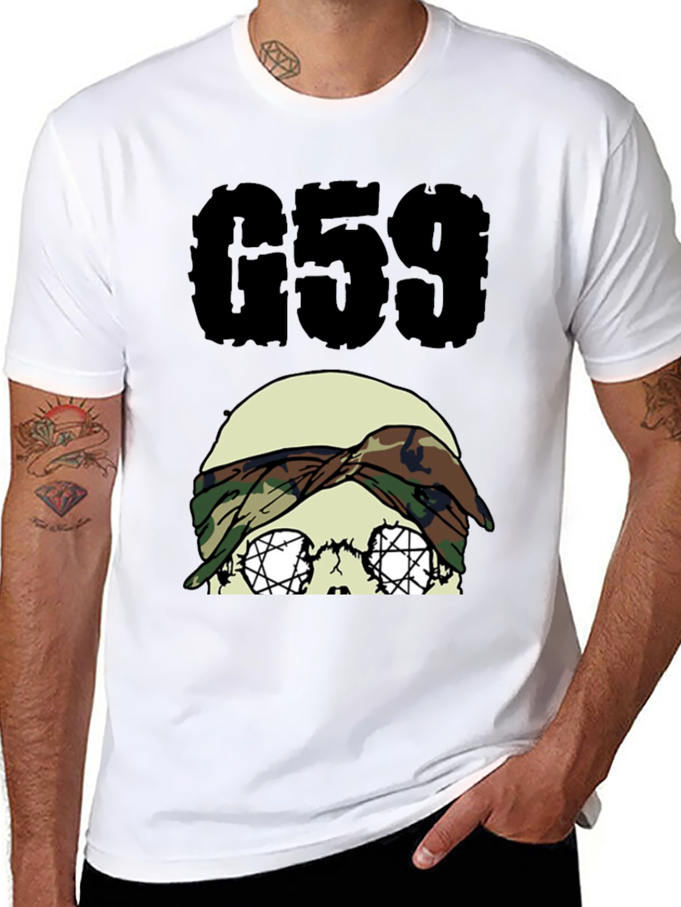 G59 Skull Camo Bandana Graphic Tee