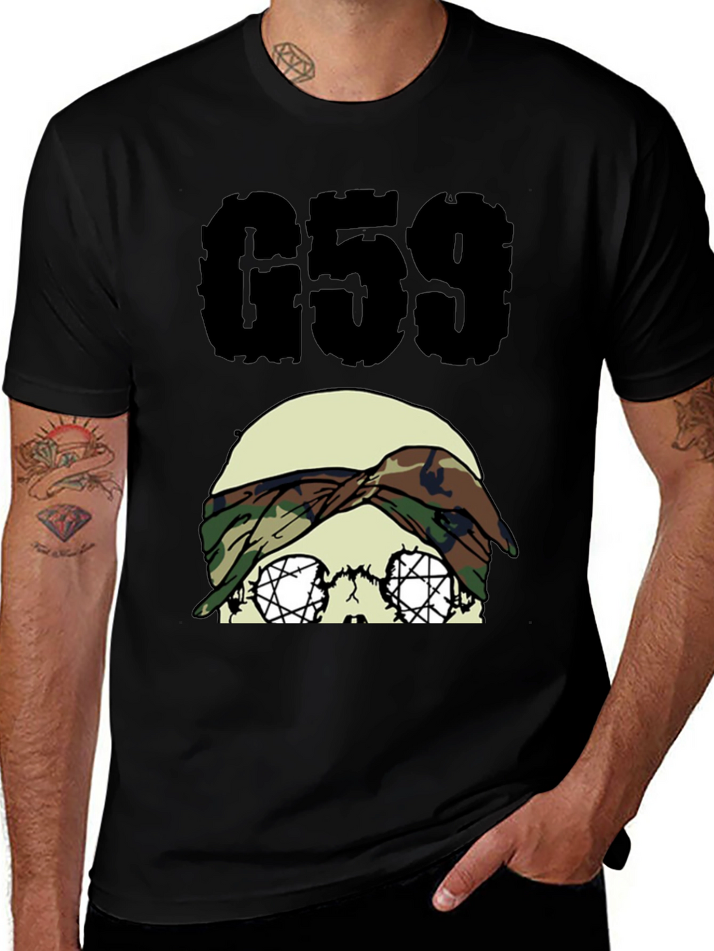 G59 Skull Camo Bandana Graphic Tee
