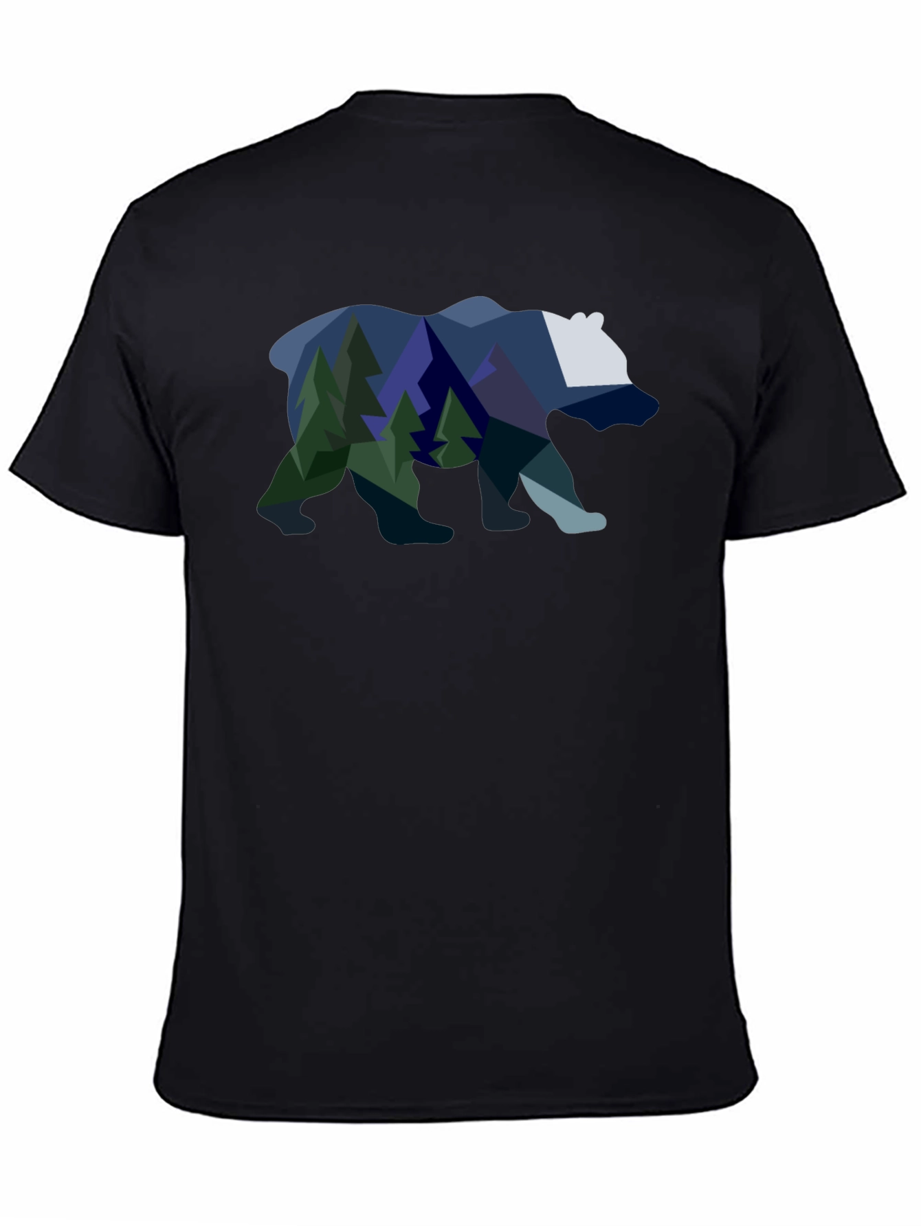 Geometric Bear & Mountain Scene Graphic Tee