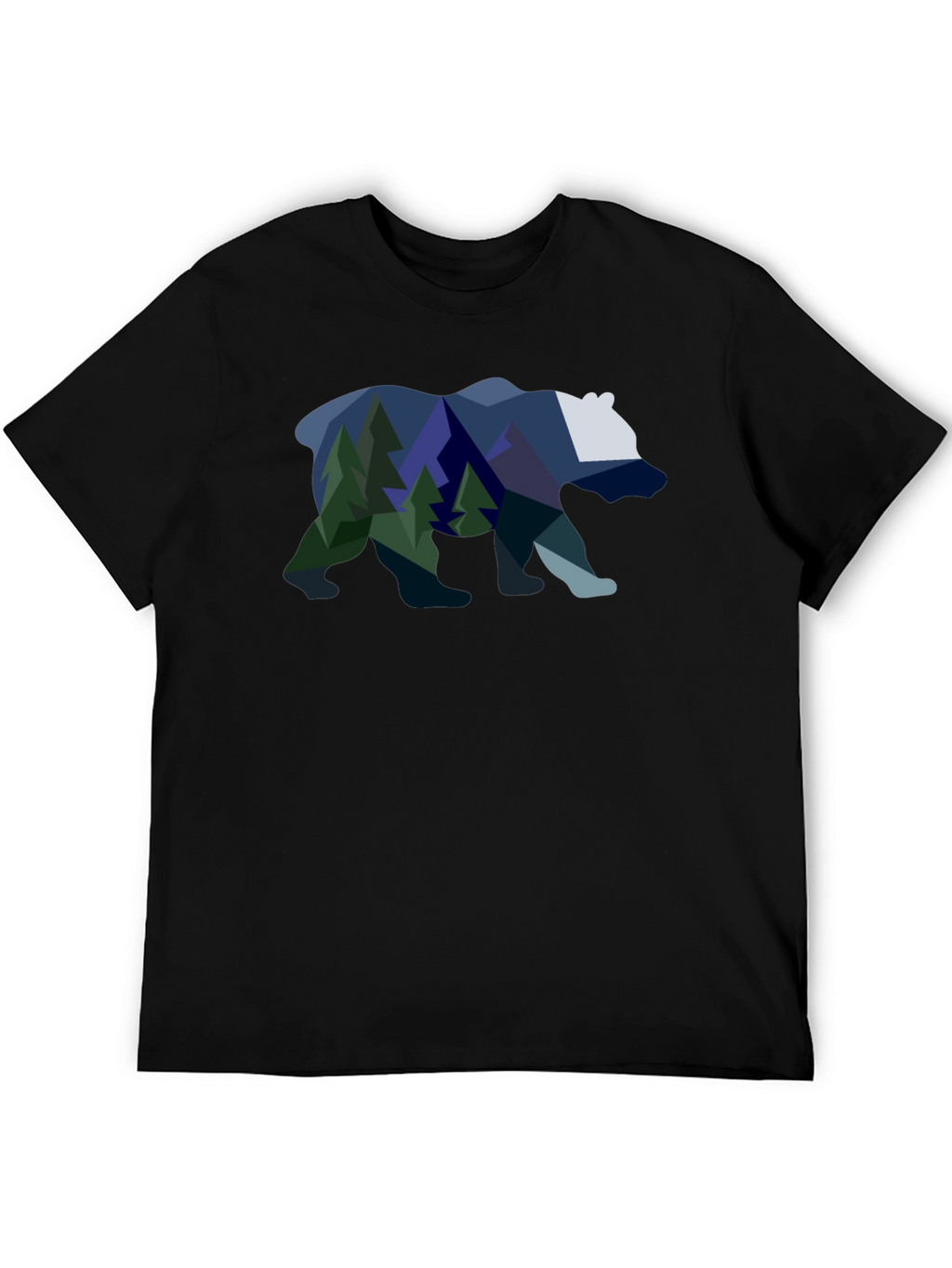 Geometric Bear & Mountain Scene Graphic Tee