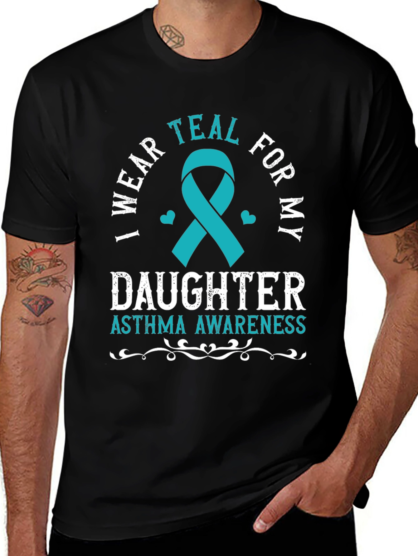 Asthma Awareness T-Shirt - I Wear Teal For My Daughter