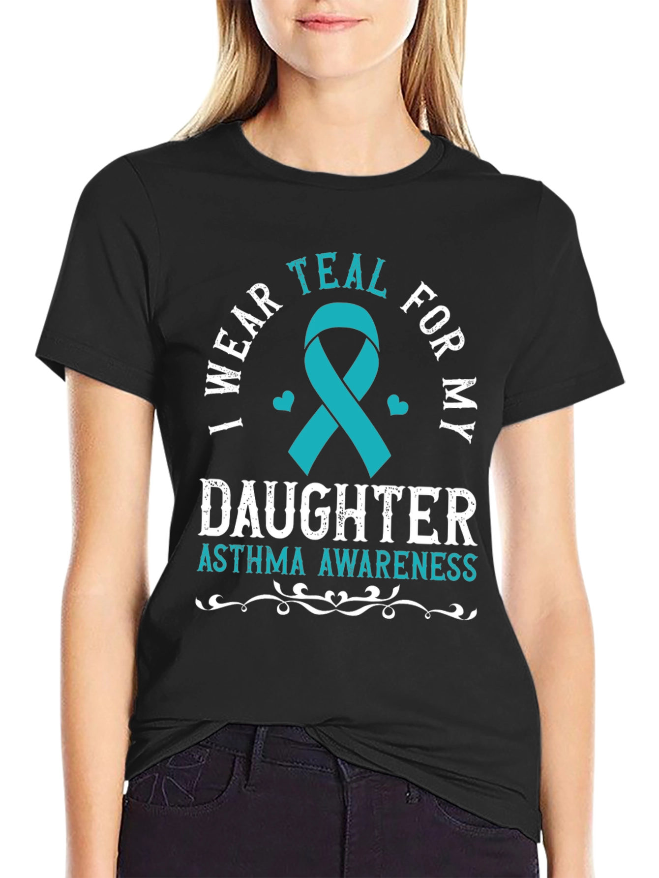 Asthma Awareness T-Shirt - I Wear Teal For My Daughter