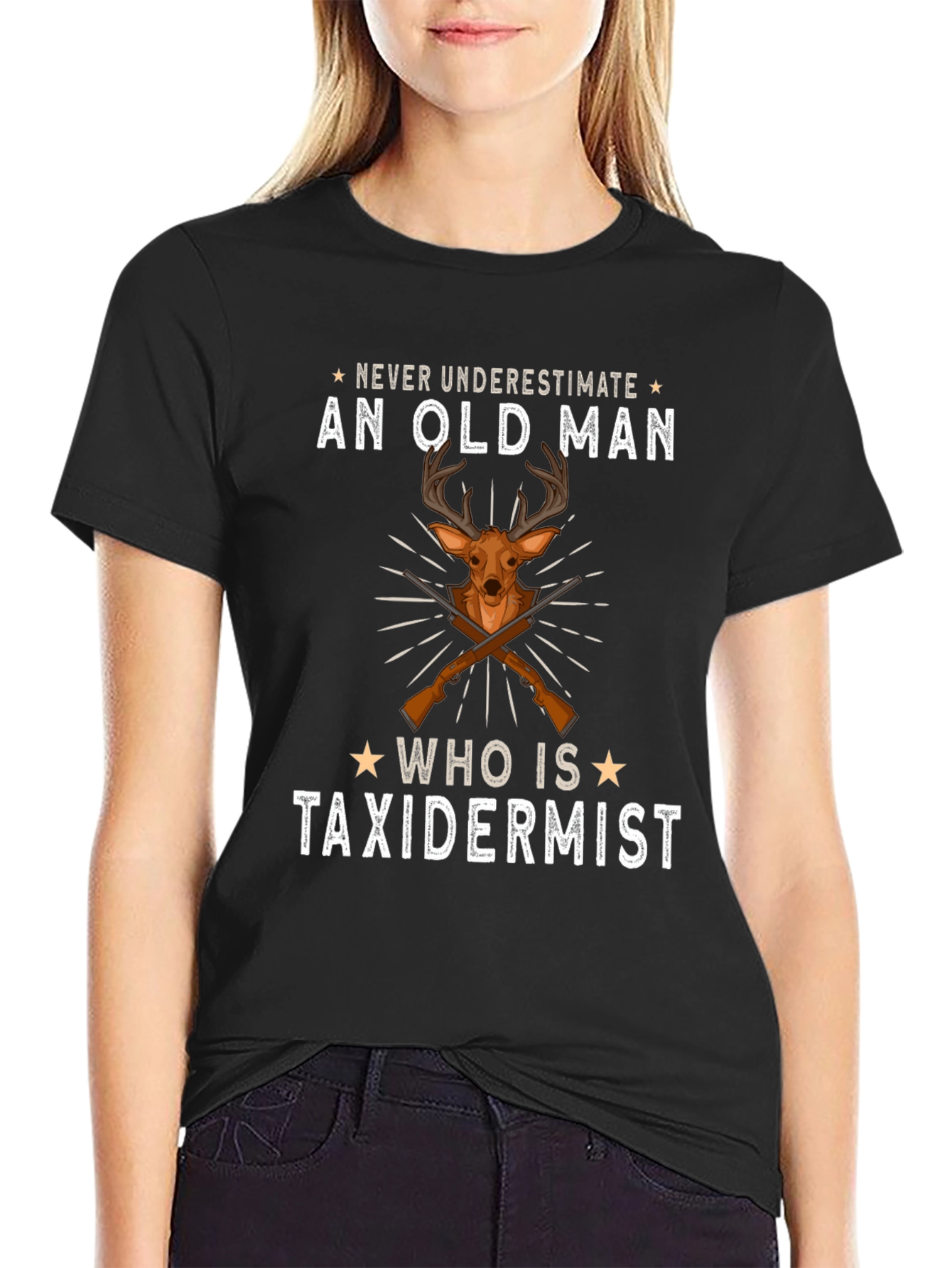 Never Underestimate An Old Man T-Shirt - Taxidermist