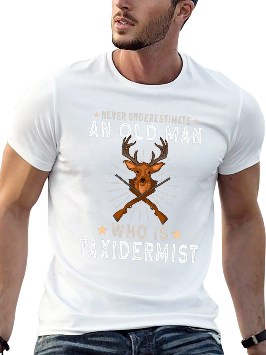 Never Underestimate An Old Man T-Shirt - Taxidermist