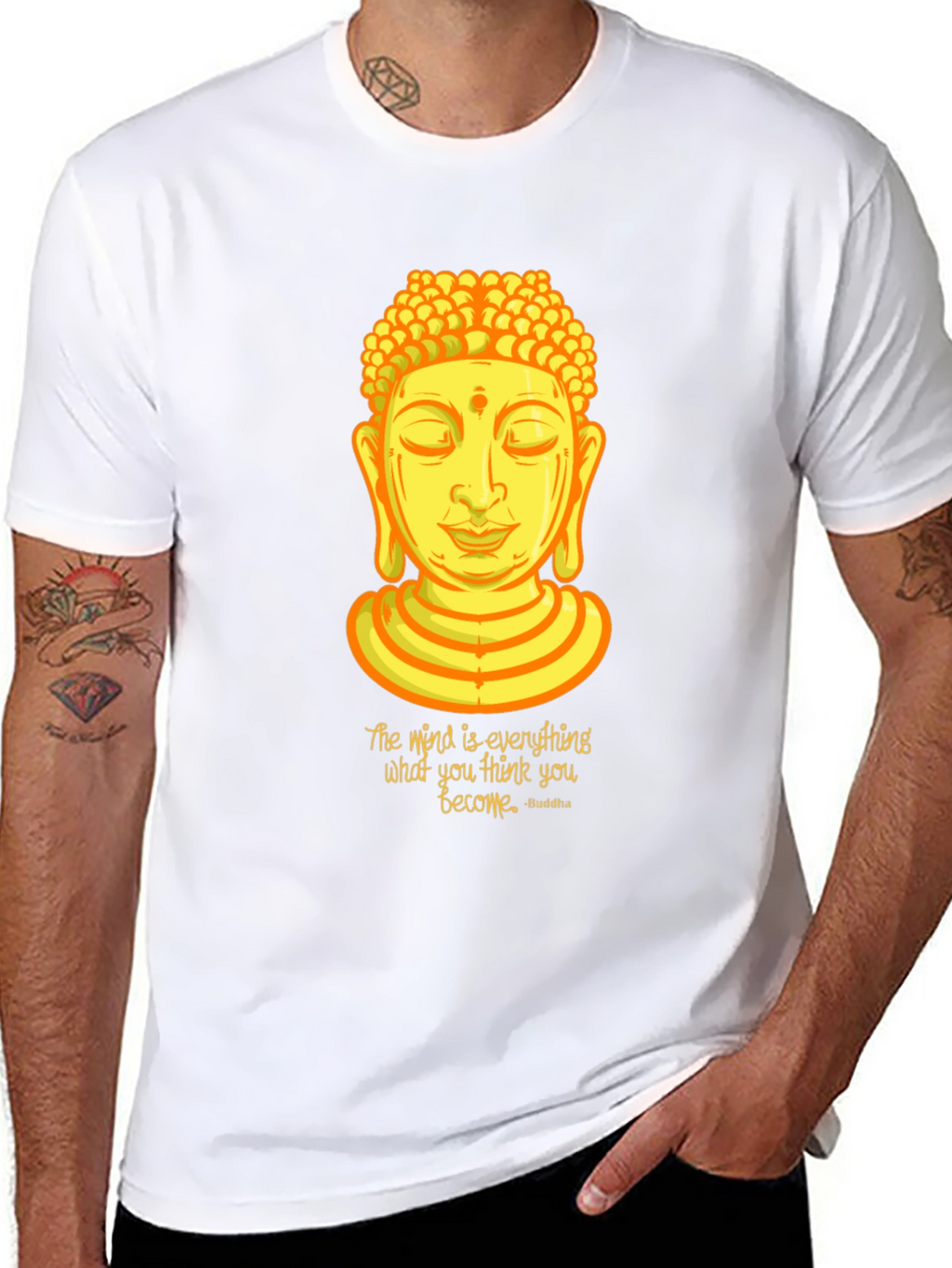 Buddha Quote Graphic Print Crew Neck T-Shirt
