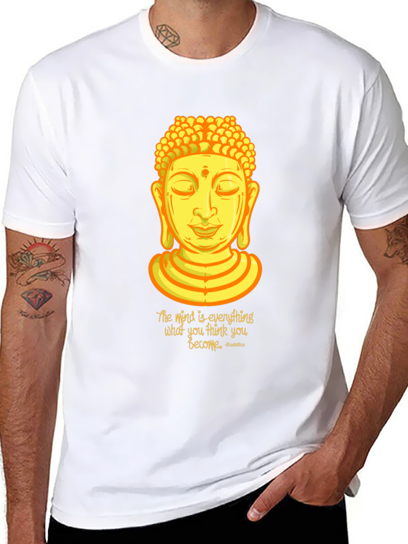 Buddha Quote Graphic Print Crew Neck T-Shirt