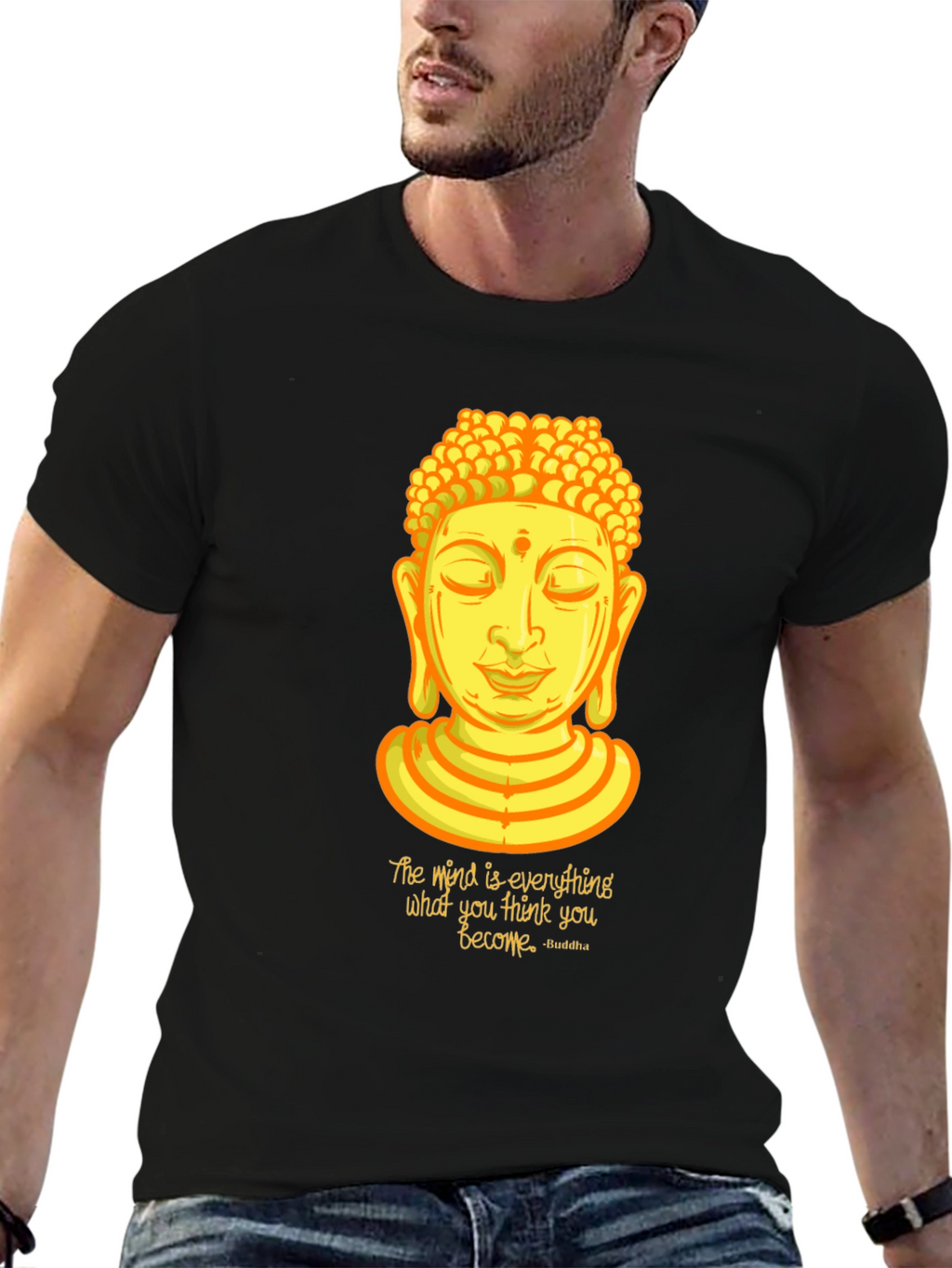 Buddha Quote Graphic Print Crew Neck T-Shirt