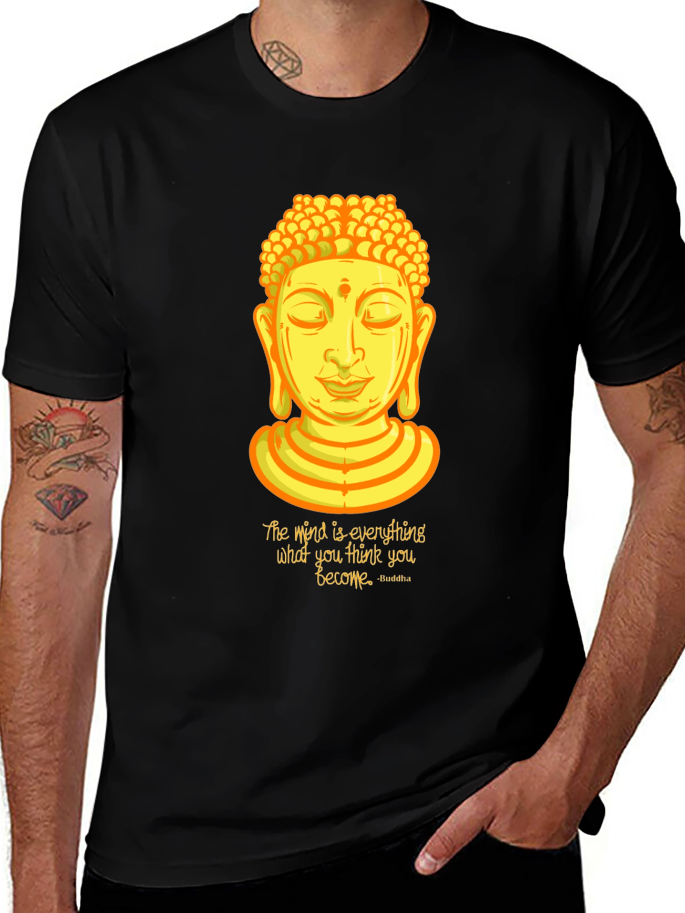Buddha Quote Graphic Print Crew Neck T-Shirt