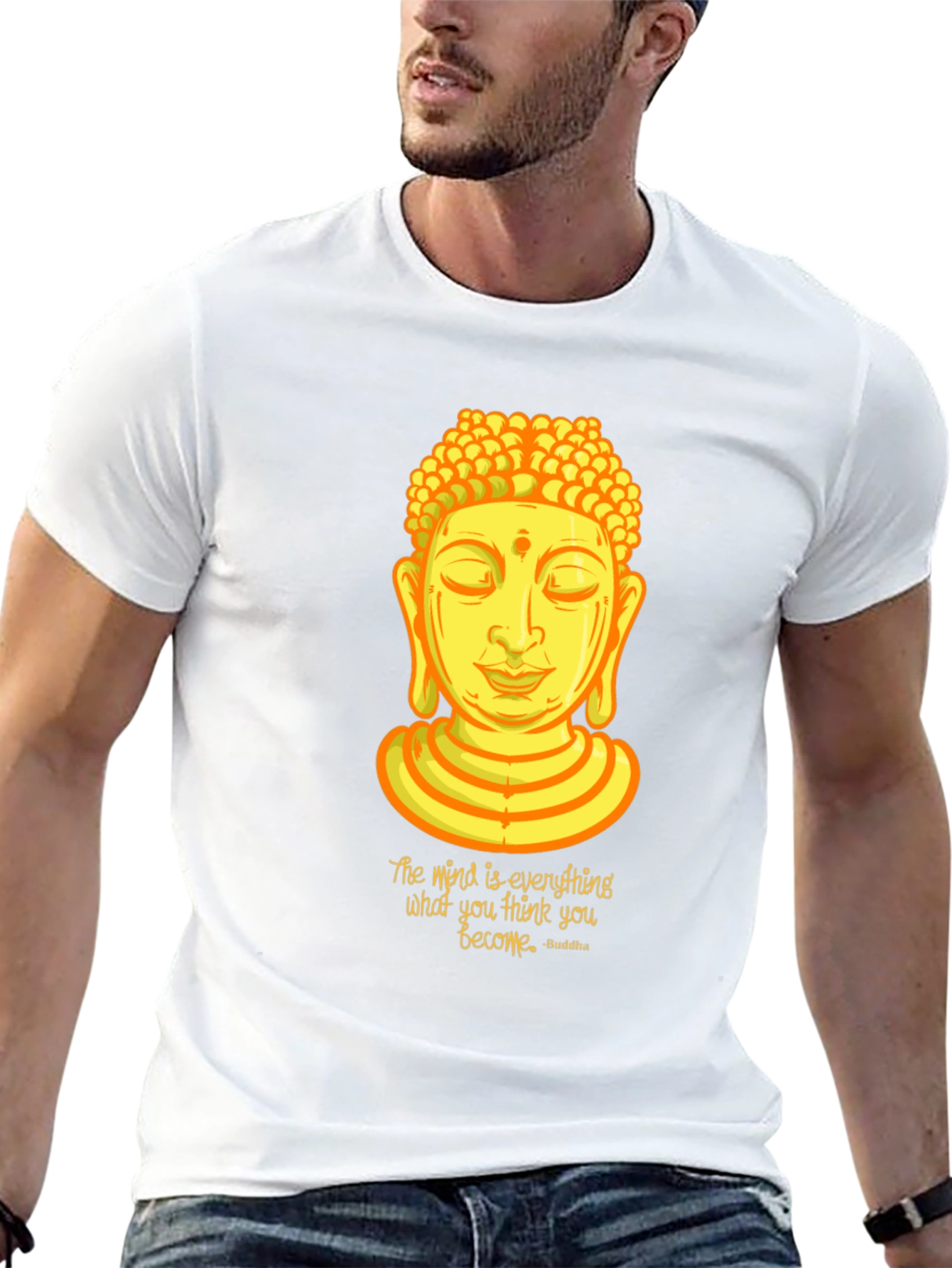 Buddha Quote Graphic Print Crew Neck T-Shirt