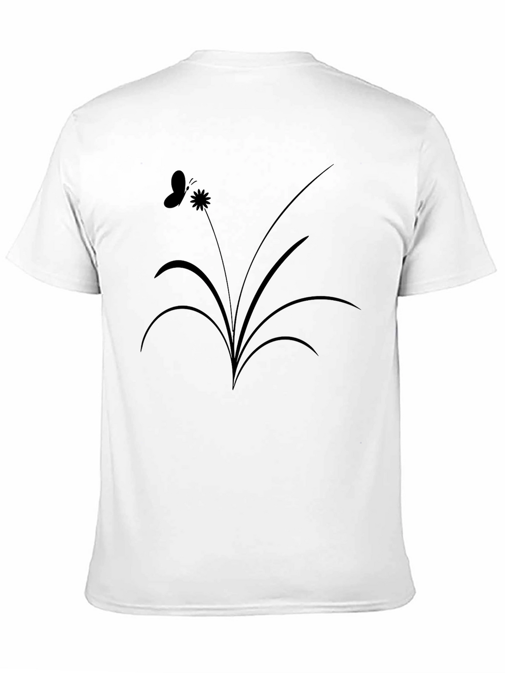 Black Graphic Tee: Butterfly & Floral Design