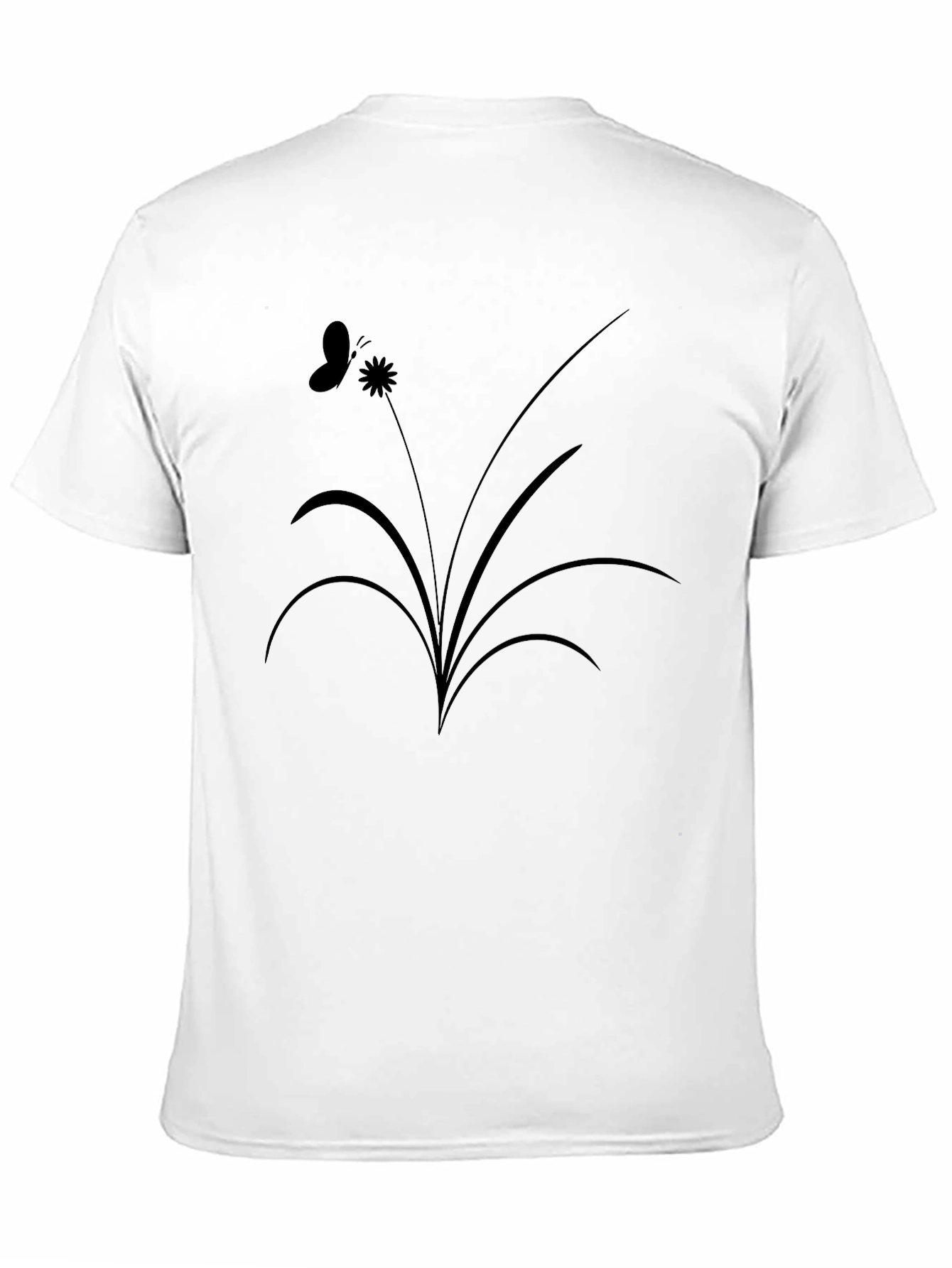 Black Graphic Tee: Butterfly & Floral Design