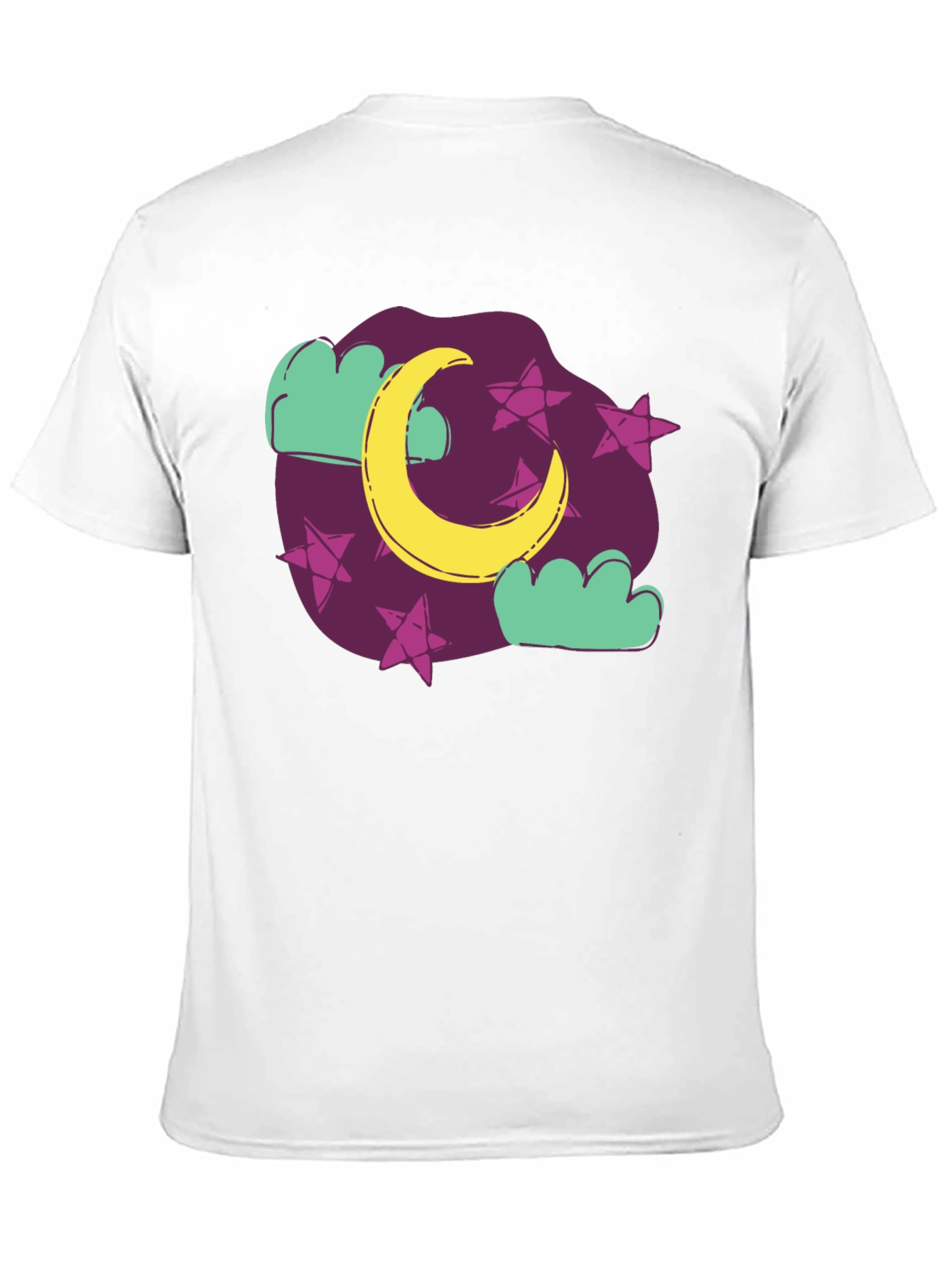 Dreamy Moon & Stars Graphic Tee - Black Cotton