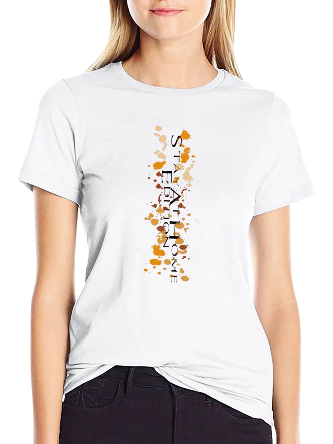 Mens Black T-Shirt with Splatter Design