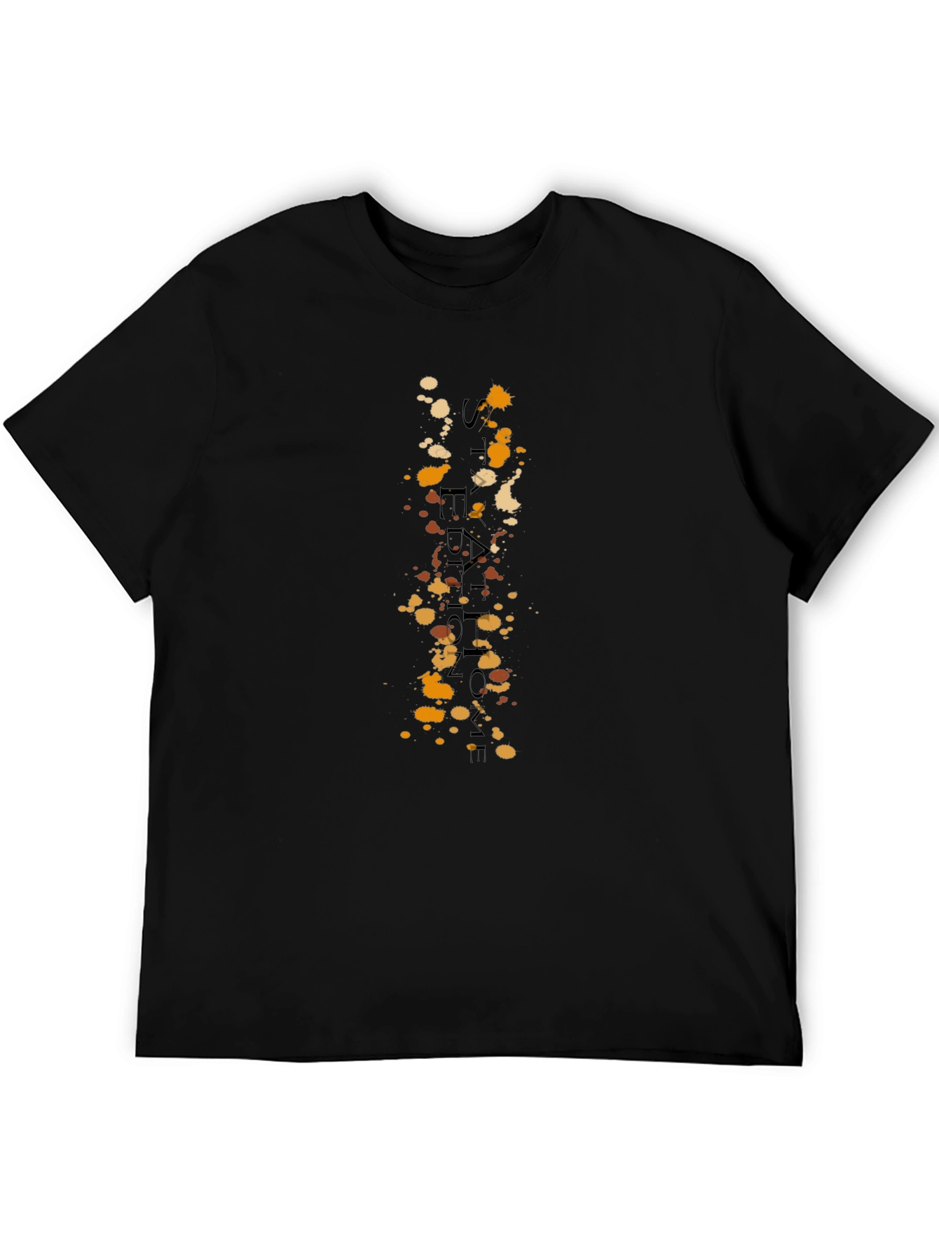 Mens Black T-Shirt with Splatter Design