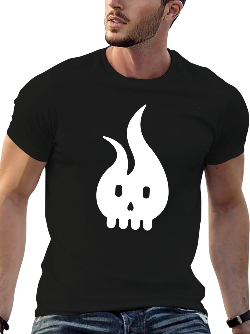 Flame Skull Graphic T-Shirt - Modern Dark Design