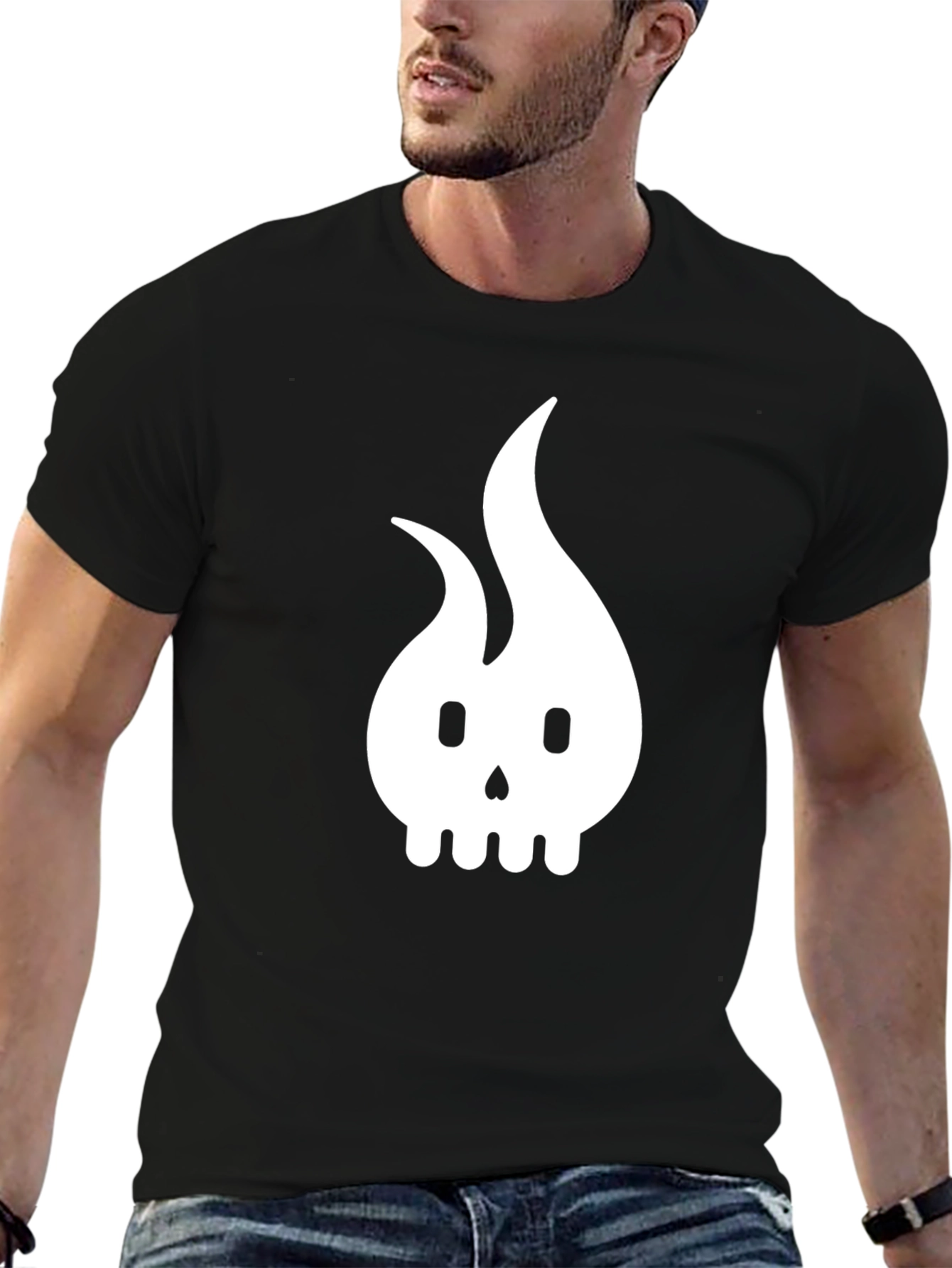 Flame Skull Graphic T-Shirt - Modern Dark Design
