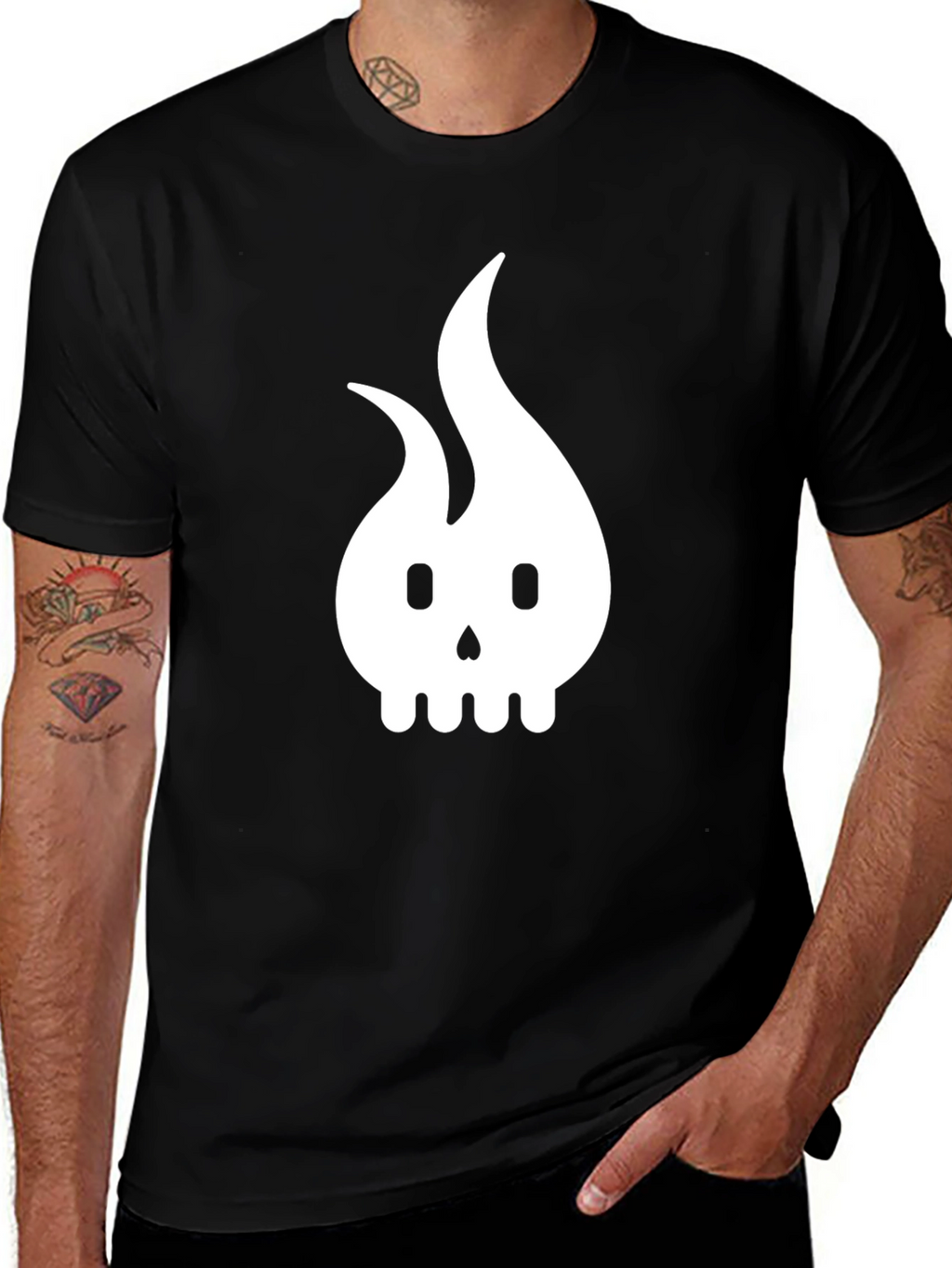 Flame Skull Graphic T-Shirt - Modern Dark Design