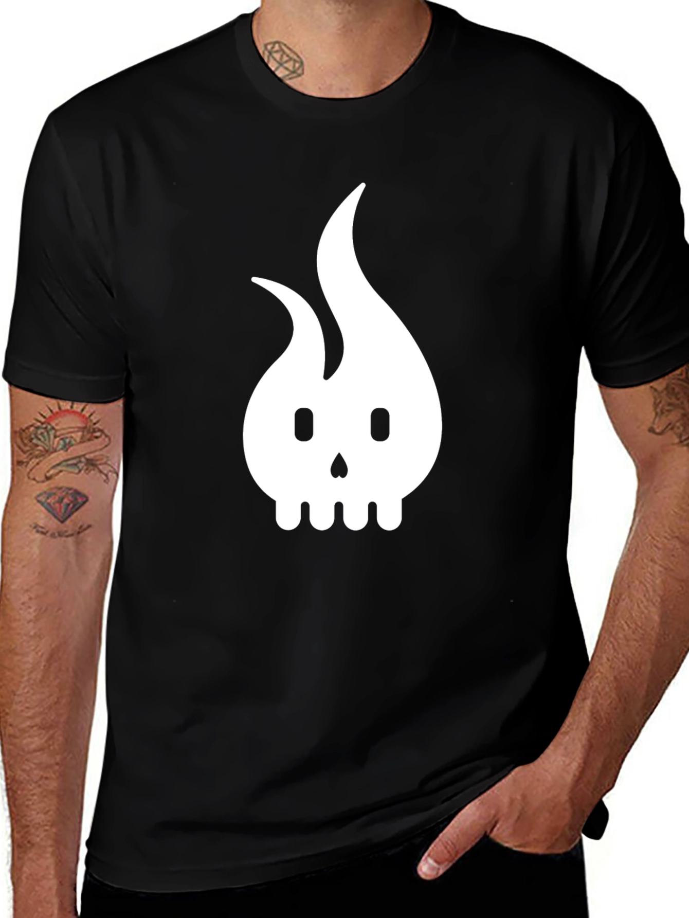 Flame Skull Graphic T-Shirt - Modern Dark Design