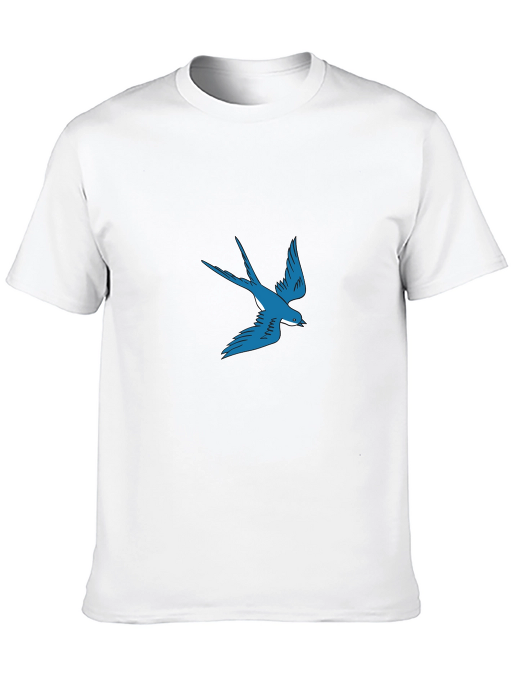 Blue Swallow Graphic Black T-Shirt
