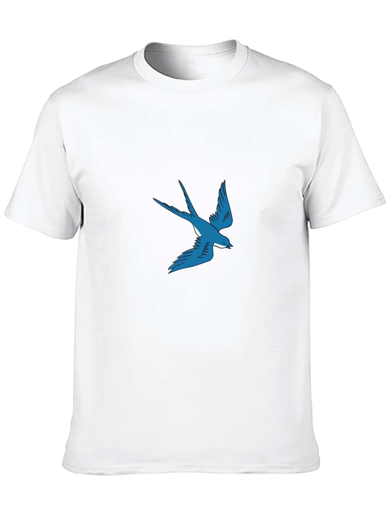 Blue Swallow Graphic Black T-Shirt