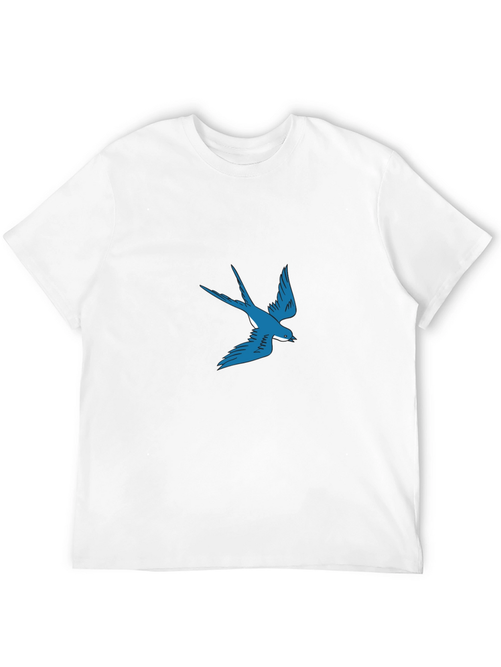 Blue Swallow Graphic Black T-Shirt