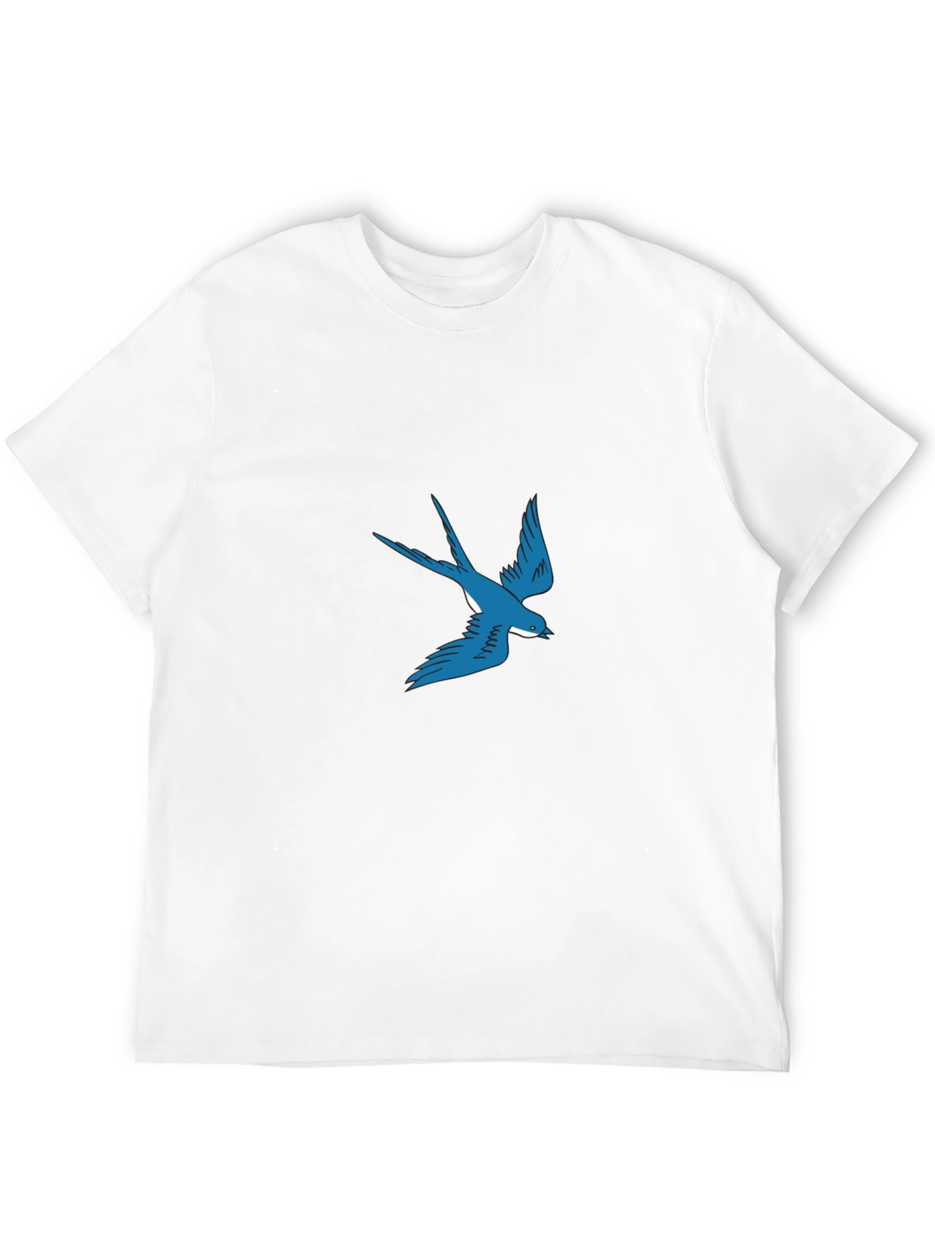 Blue Swallow Graphic Black T-Shirt