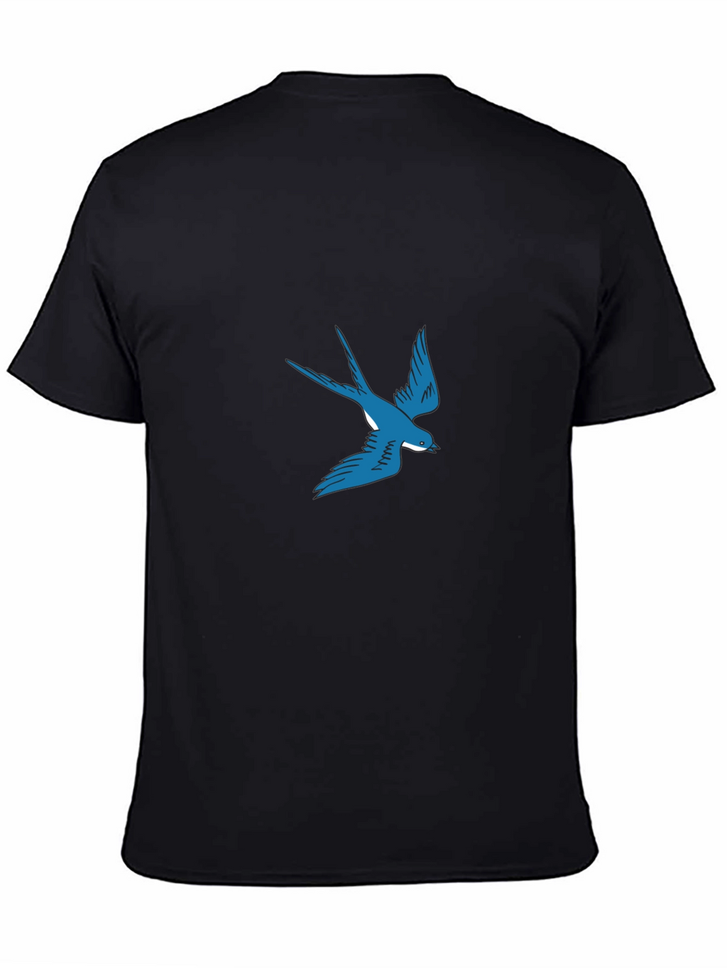 Blue Swallow Graphic Black T-Shirt
