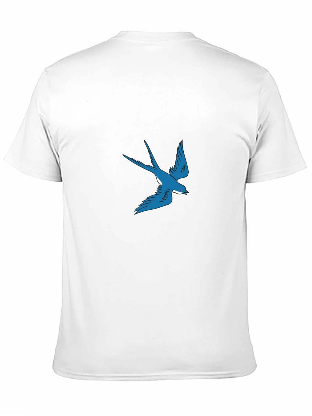 Blue Swallow Graphic Black T-Shirt