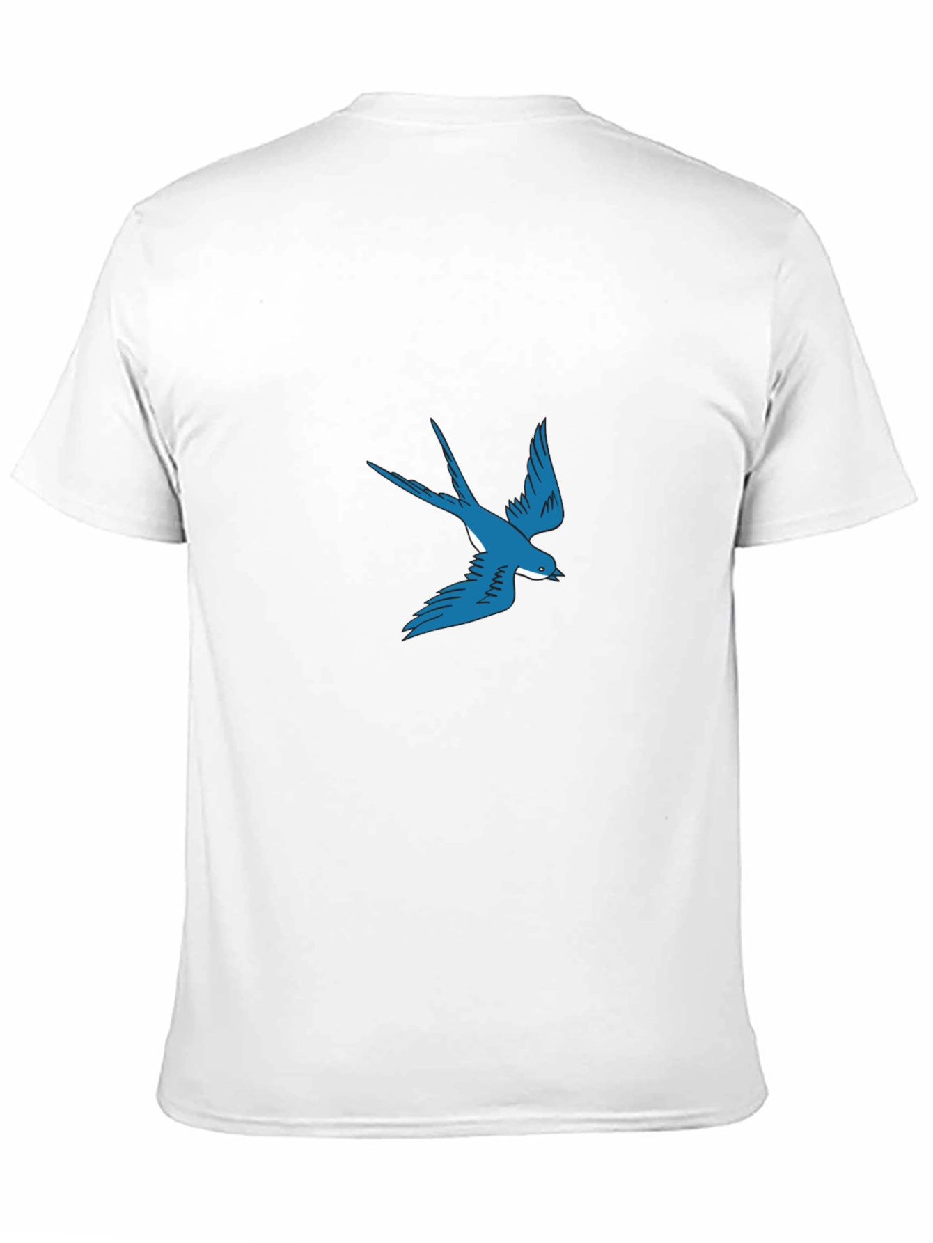 Blue Swallow Graphic Black T-Shirt