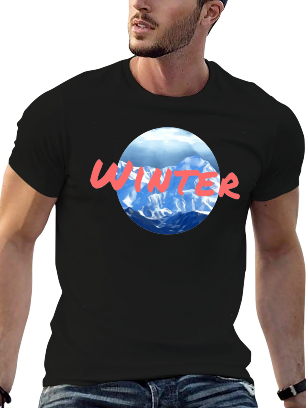 Winter Graphic T-Shirt - Mountain Scene