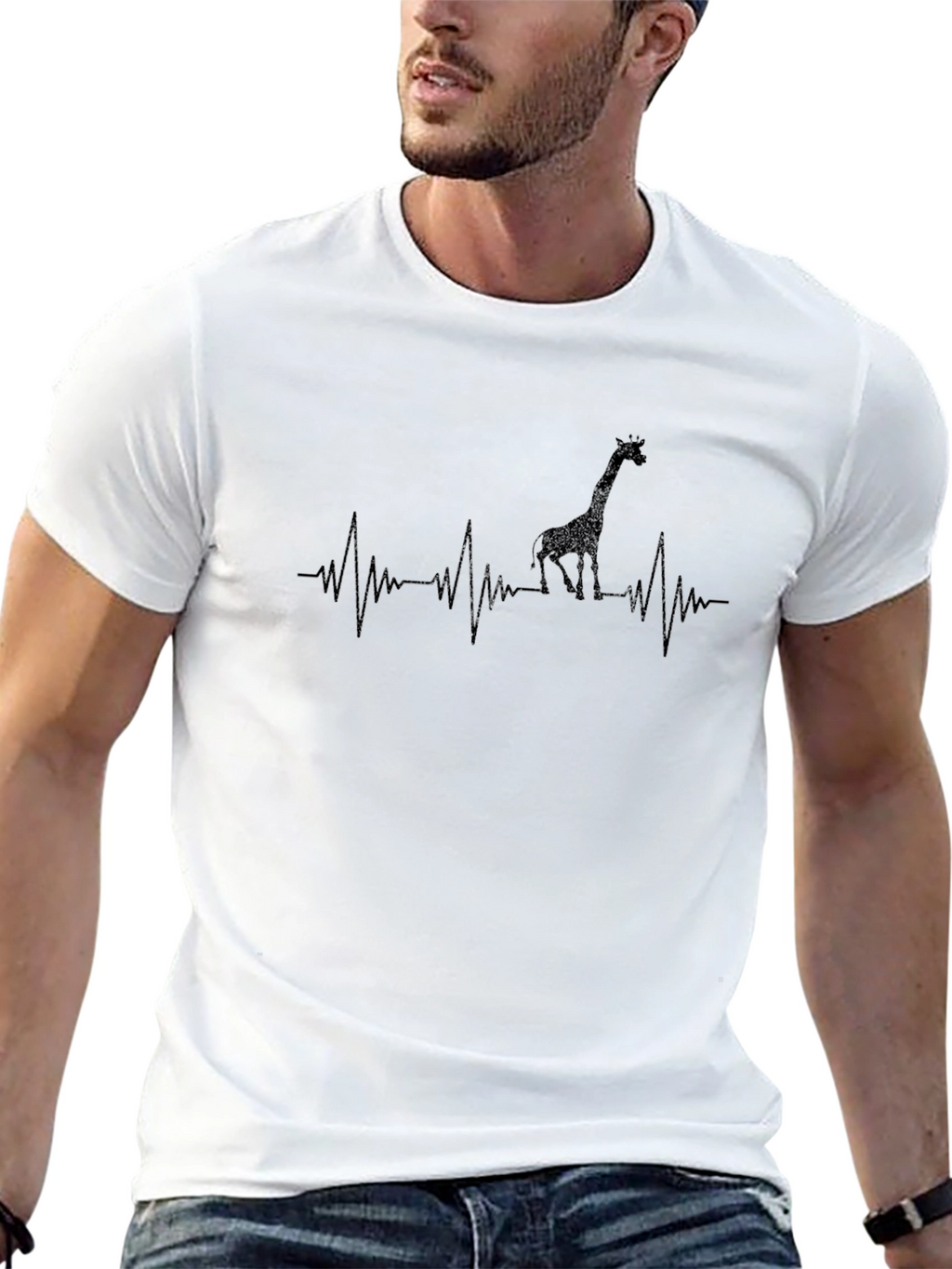 Giraffe Heartbeat Graphic Tee - Cool Animal Lover T-Shirt