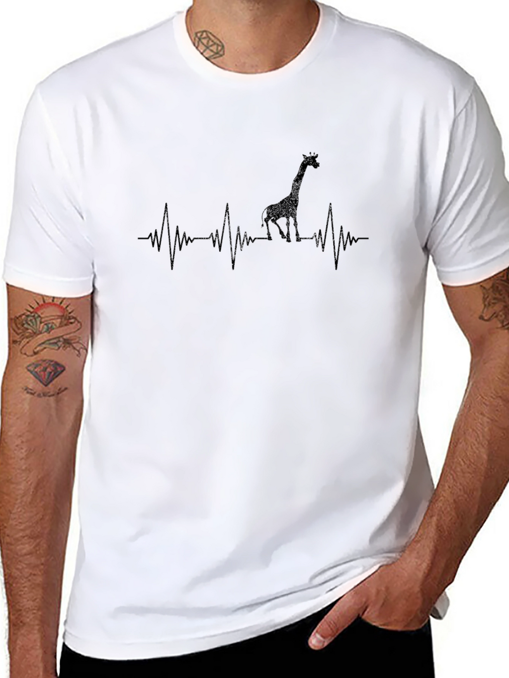 Giraffe Heartbeat Graphic Tee - Cool Animal Lover T-Shirt