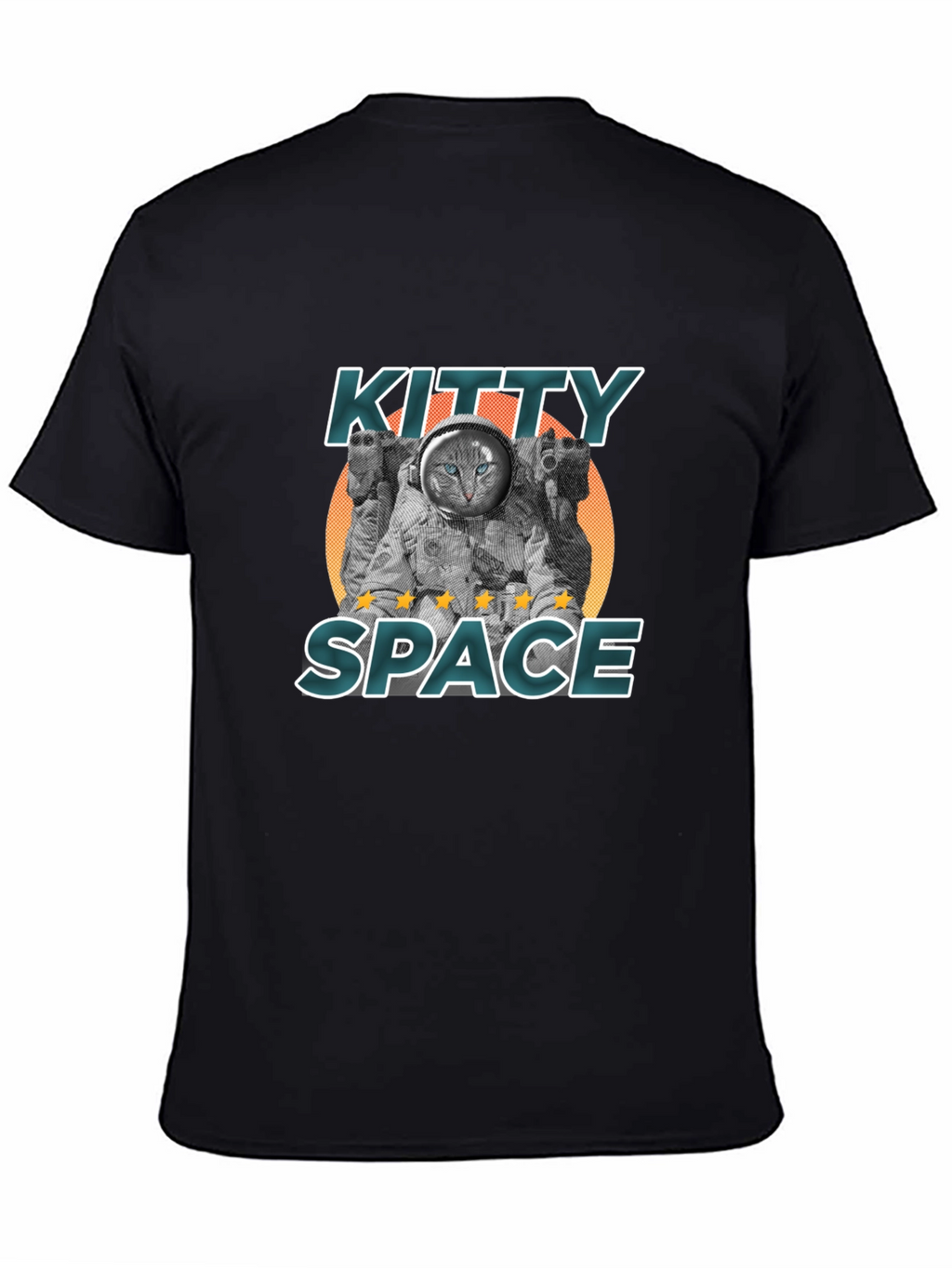 Kitty Space Black T-Shirt - Astronaut Cat Design