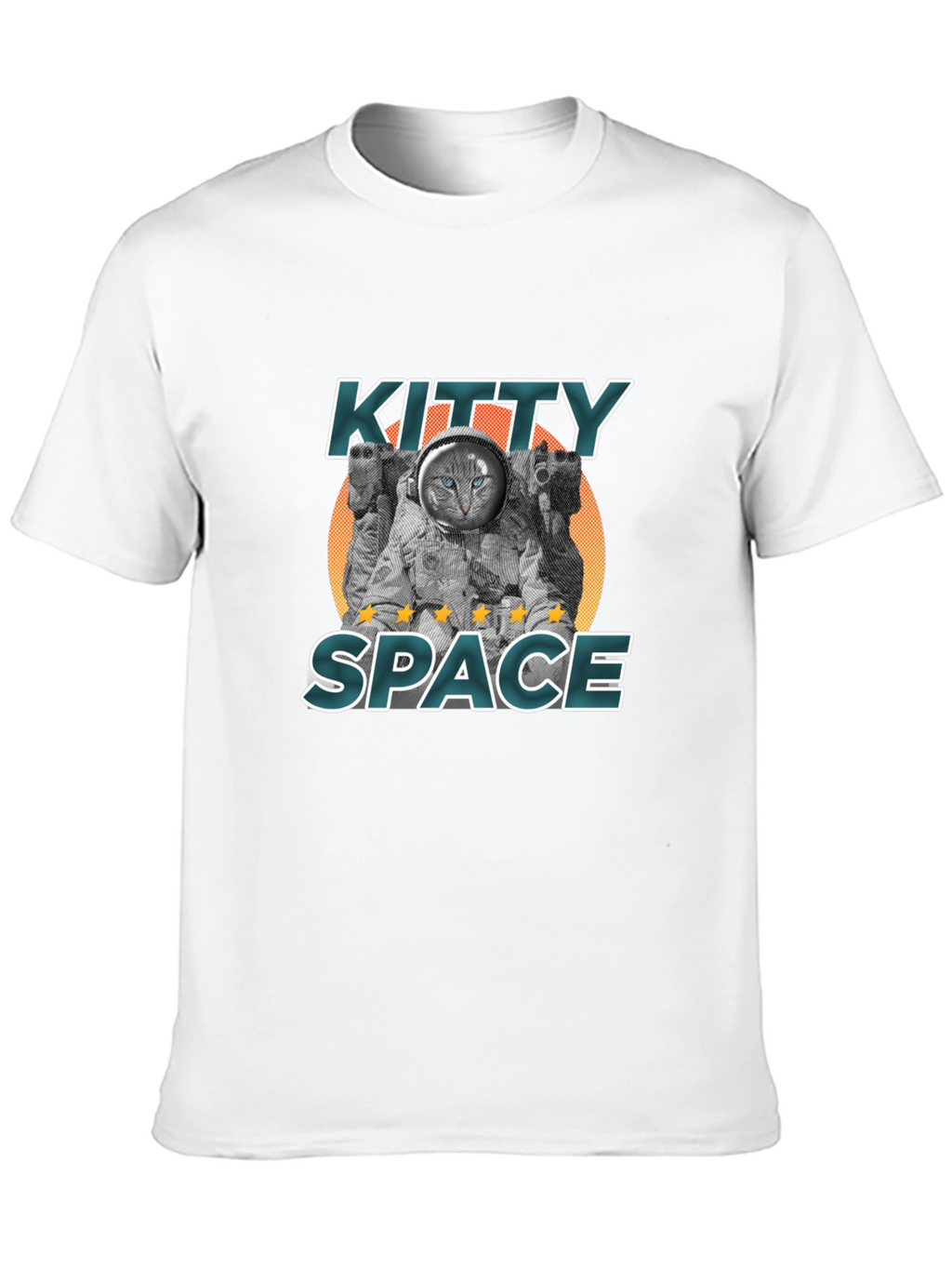 Kitty Space Black T-Shirt - Astronaut Cat Design