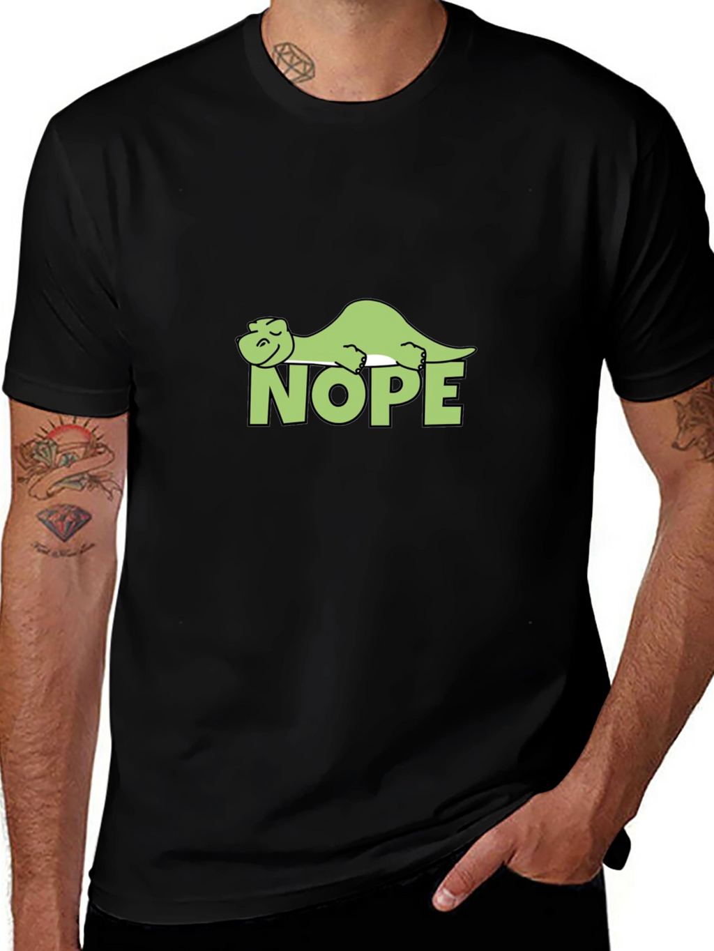 Nope Dinosaur Graphic Tee - Relaxed Lazy Dino T-Shirt