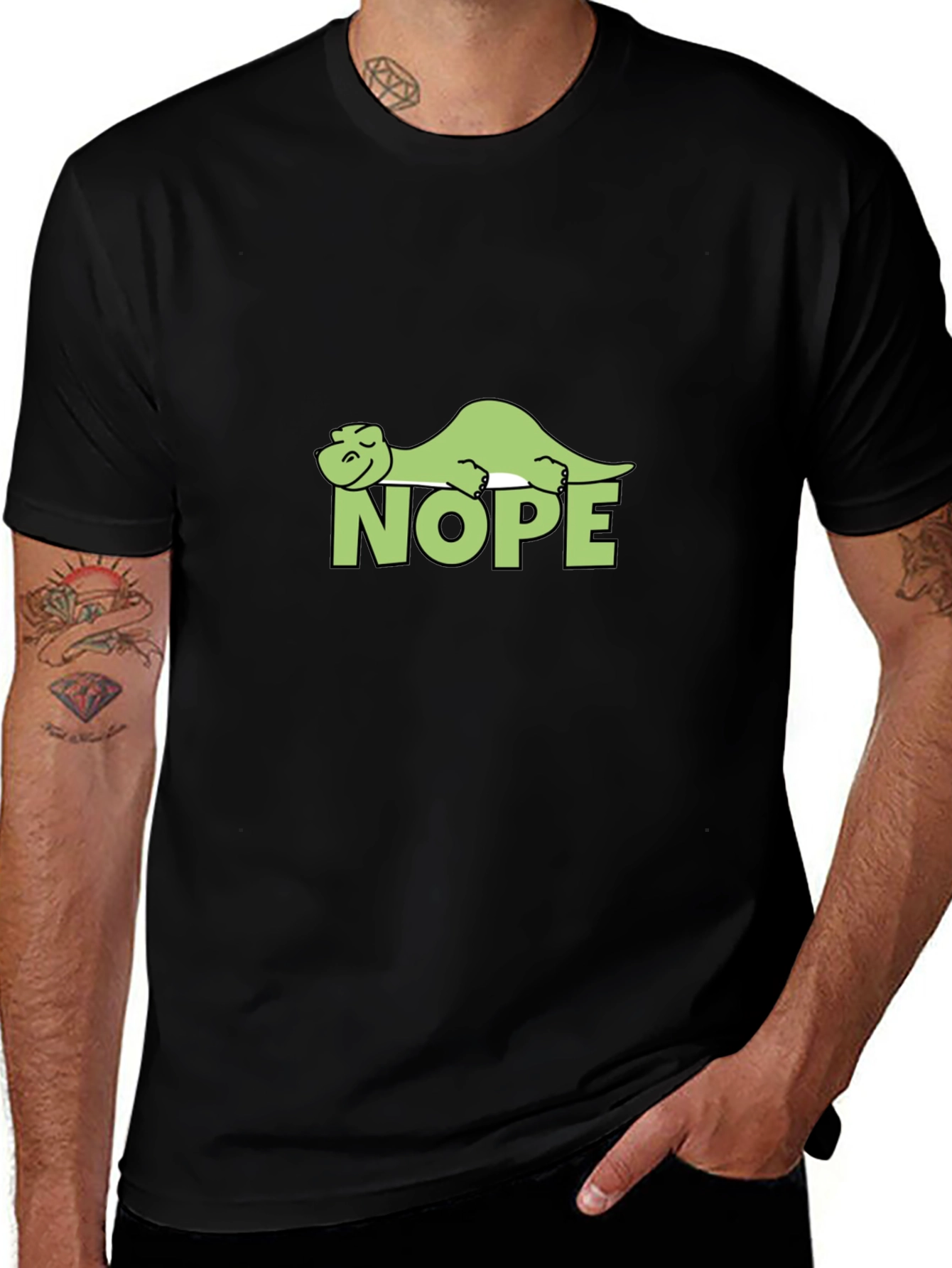Nope Dinosaur Graphic Tee - Relaxed Lazy Dino T-Shirt