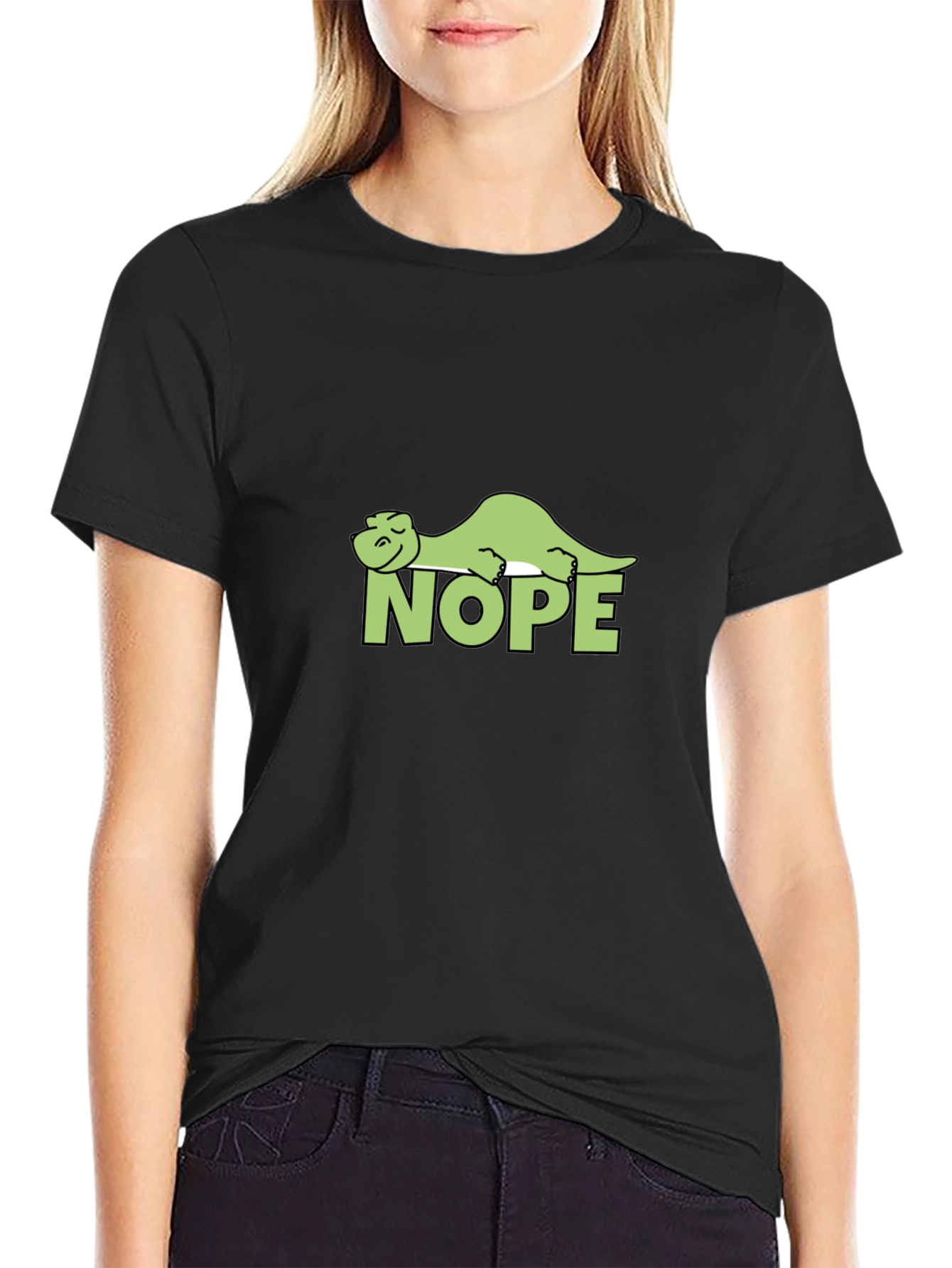 Nope Dinosaur Graphic Tee - Relaxed Lazy Dino T-Shirt