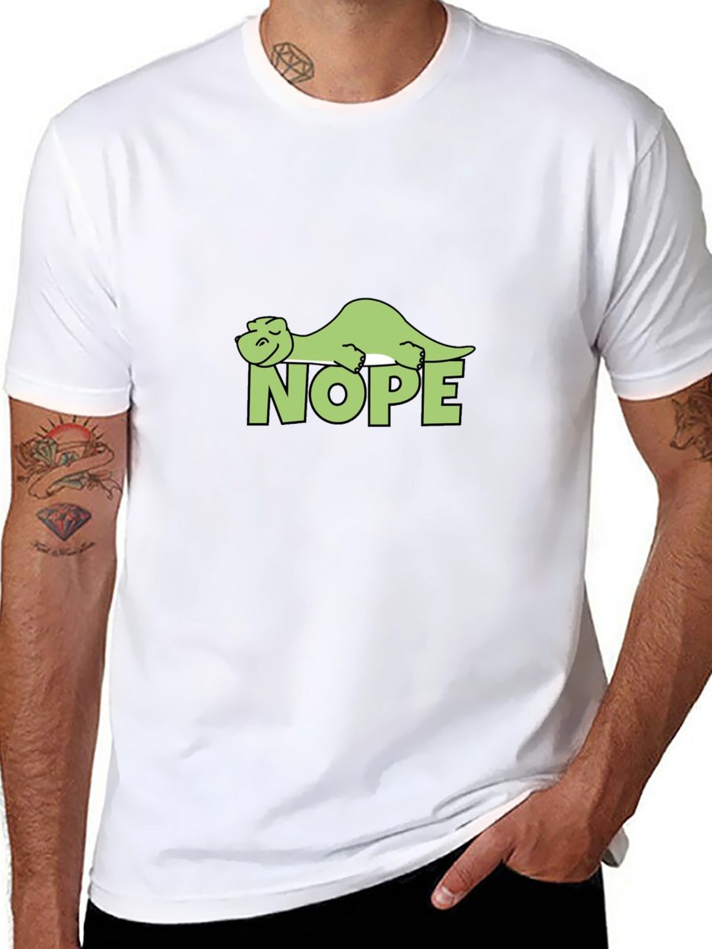Nope Dinosaur Graphic Tee - Relaxed Lazy Dino T-Shirt