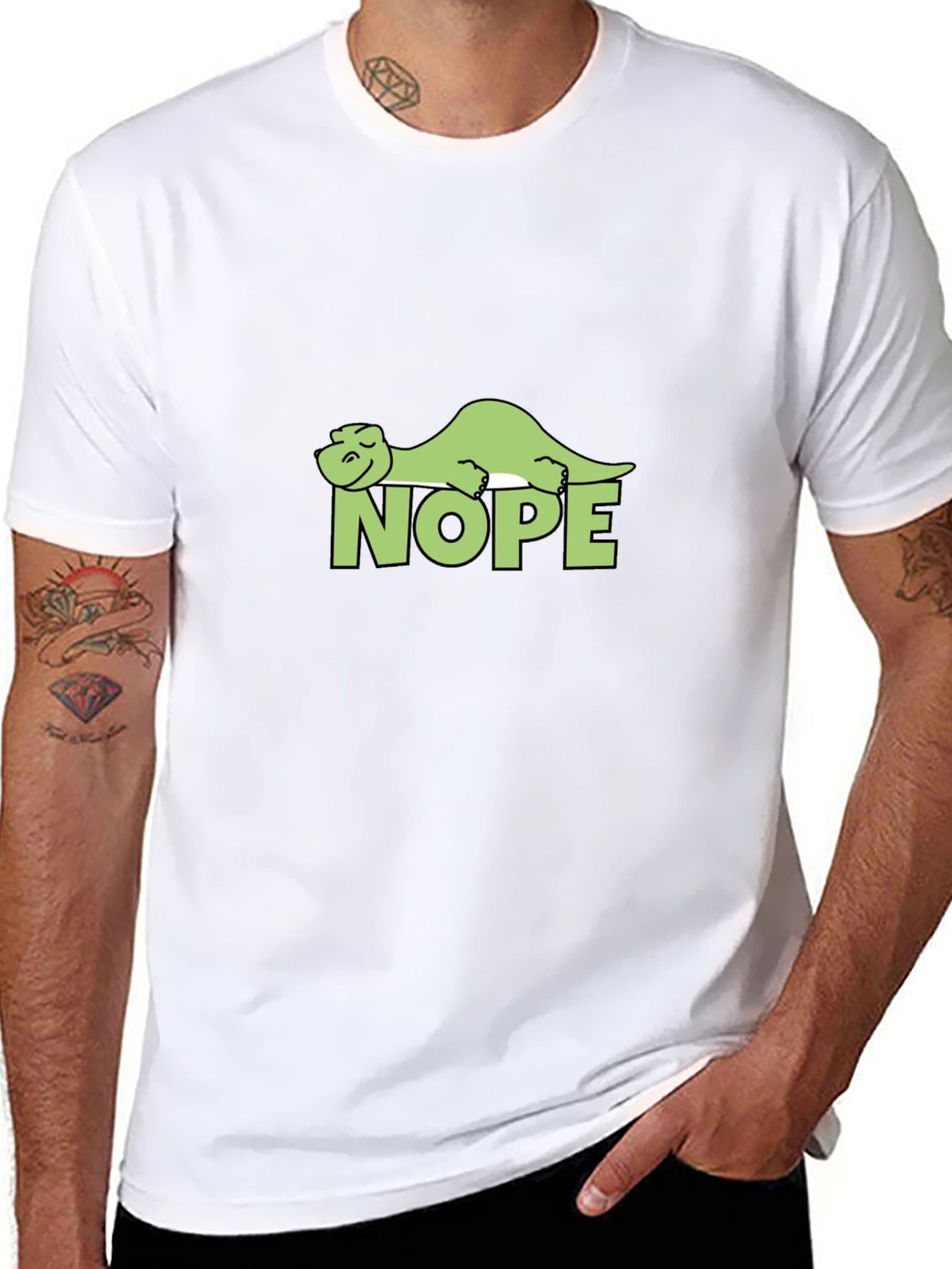 Nope Dinosaur Graphic Tee - Relaxed Lazy Dino T-Shirt