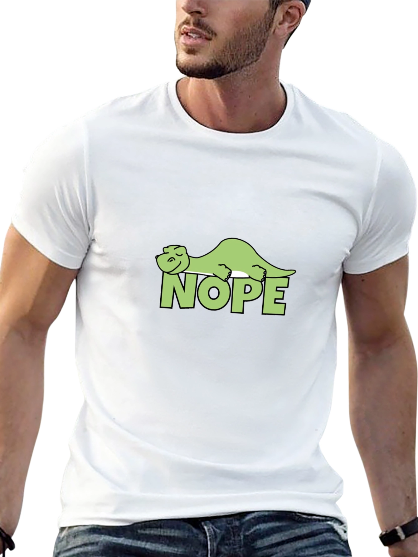 Nope Dinosaur Graphic Tee - Relaxed Lazy Dino T-Shirt