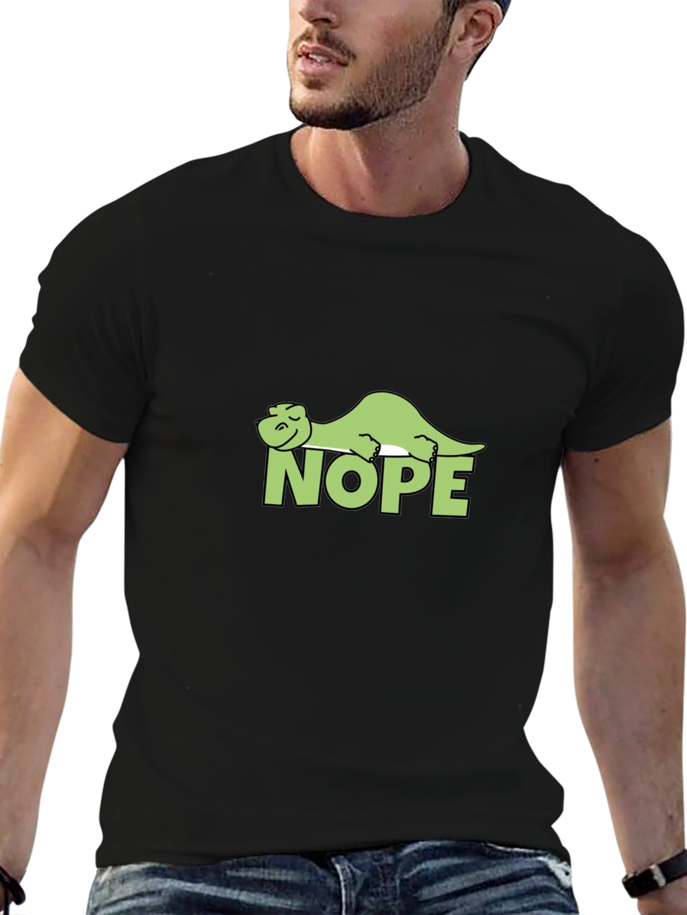 Nope Dinosaur Graphic Tee - Relaxed Lazy Dino T-Shirt