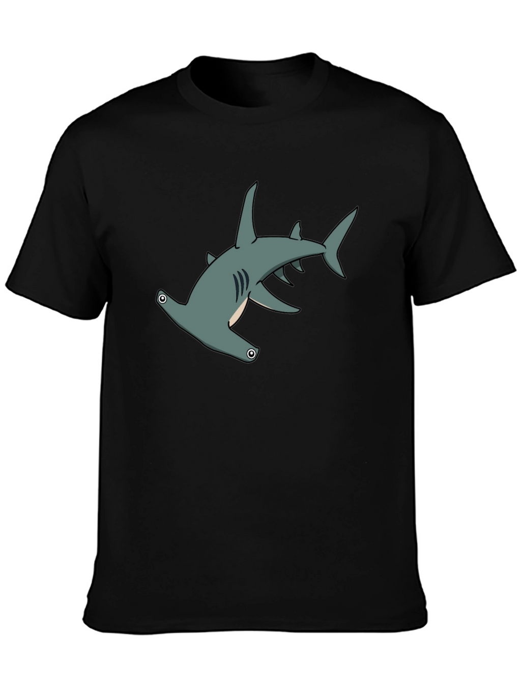 Hammerhead Shark Graphic Tee - Black Cotton